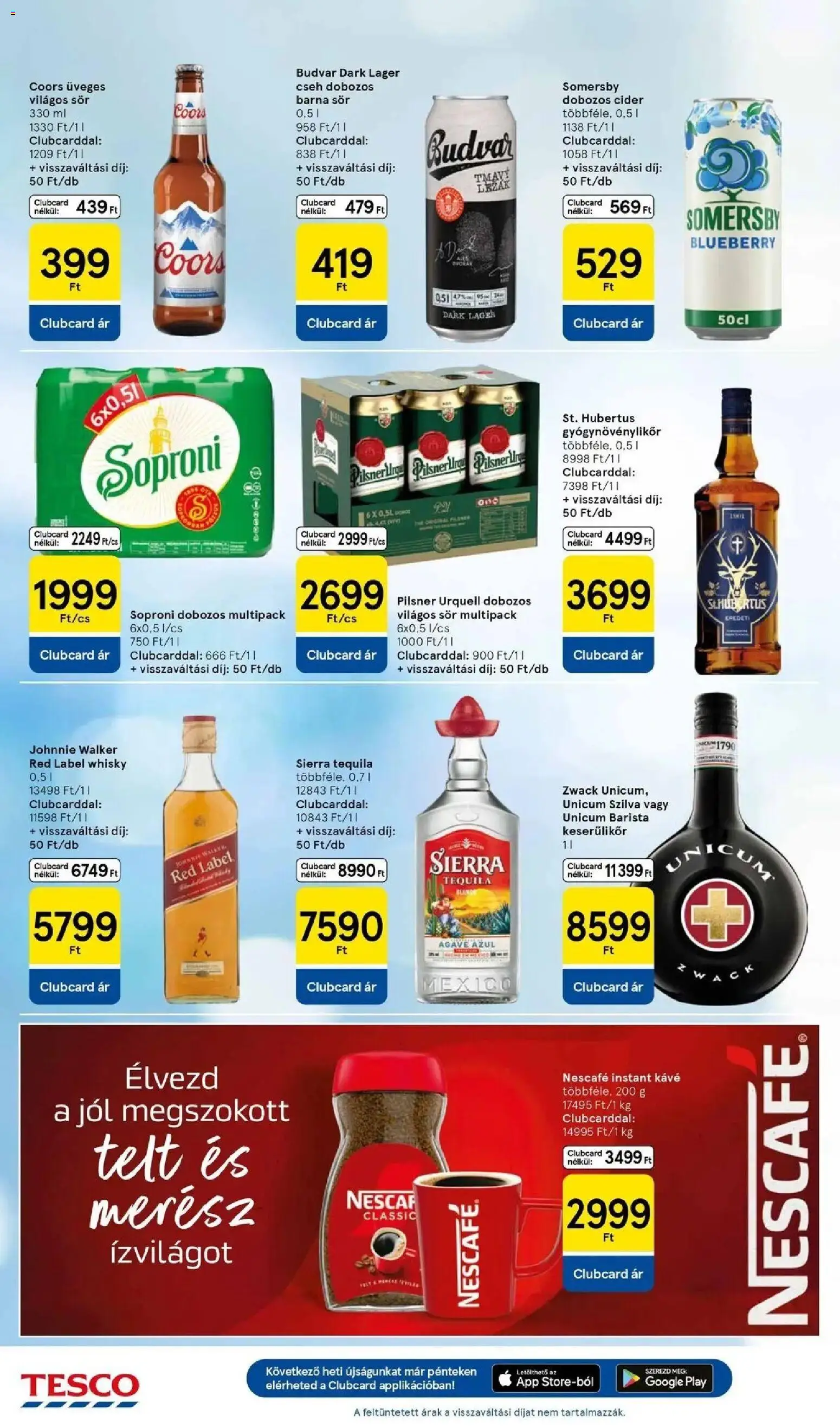Tesco akciós ujság - amely érvényes a következő dátumtól: 23.04.2026 | Oldal: 22 | Termékek: Nescafé, Pilsner urquell, Szilva, Whisky