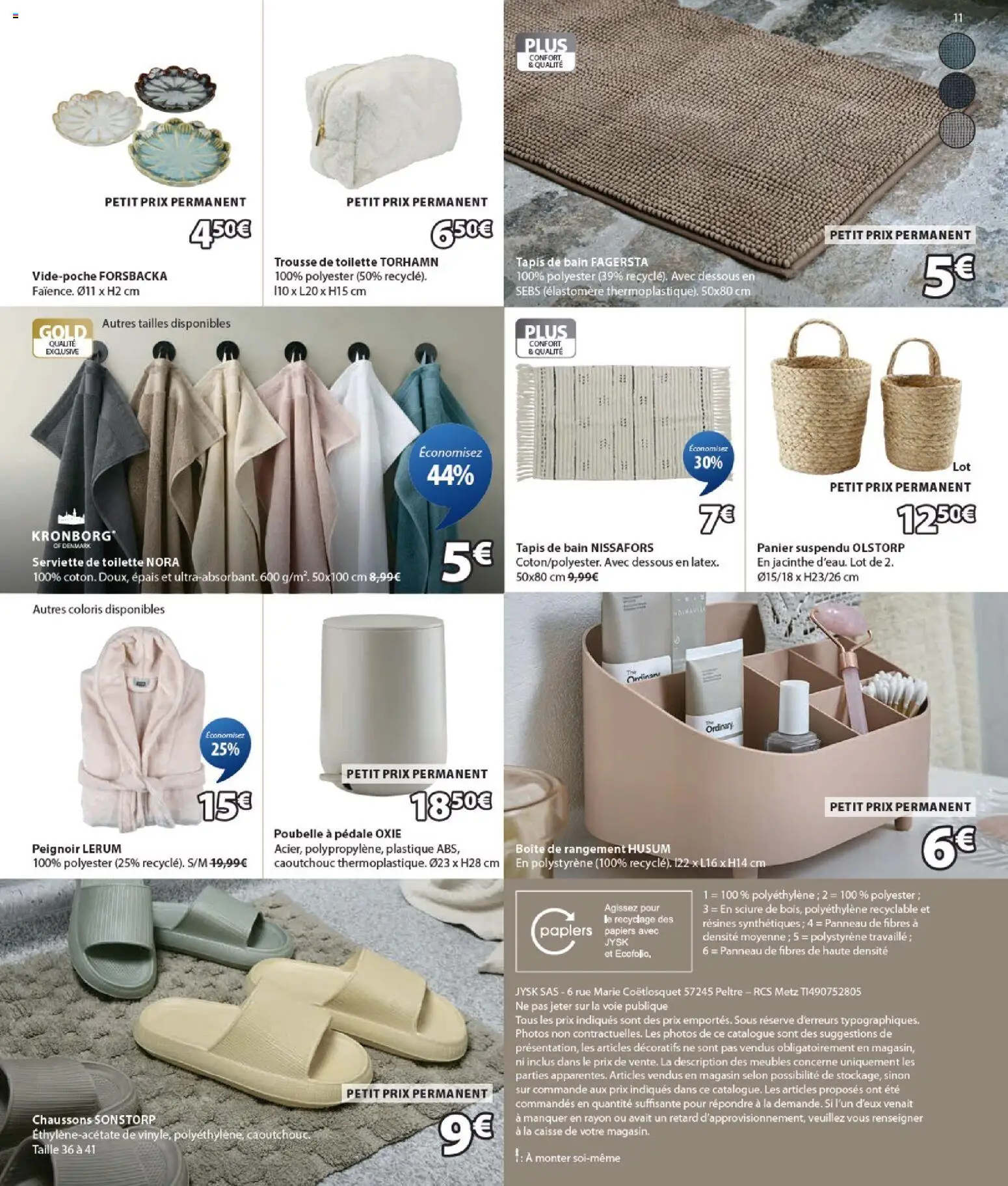 {H1} | Page: 11 | Produits: Tapis de bain, Poubelle, Boîte de rangement, Chaussons