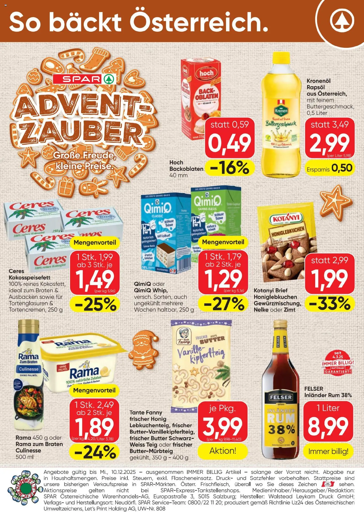 Spar Backen gültig ab 13.11.2025 | Seite: 4 | Produkte: Sahne, Butter