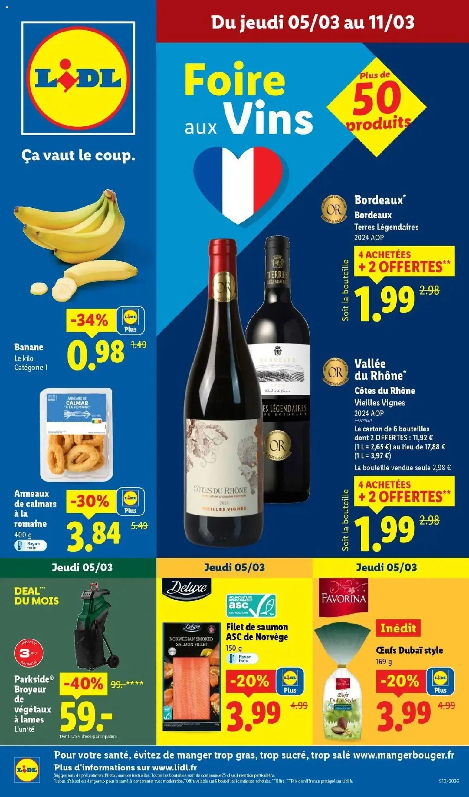 {H1} | Page: 1 | Produits: Côtes du rhône vieilles vignes, Banane, Œufs, Saumon
