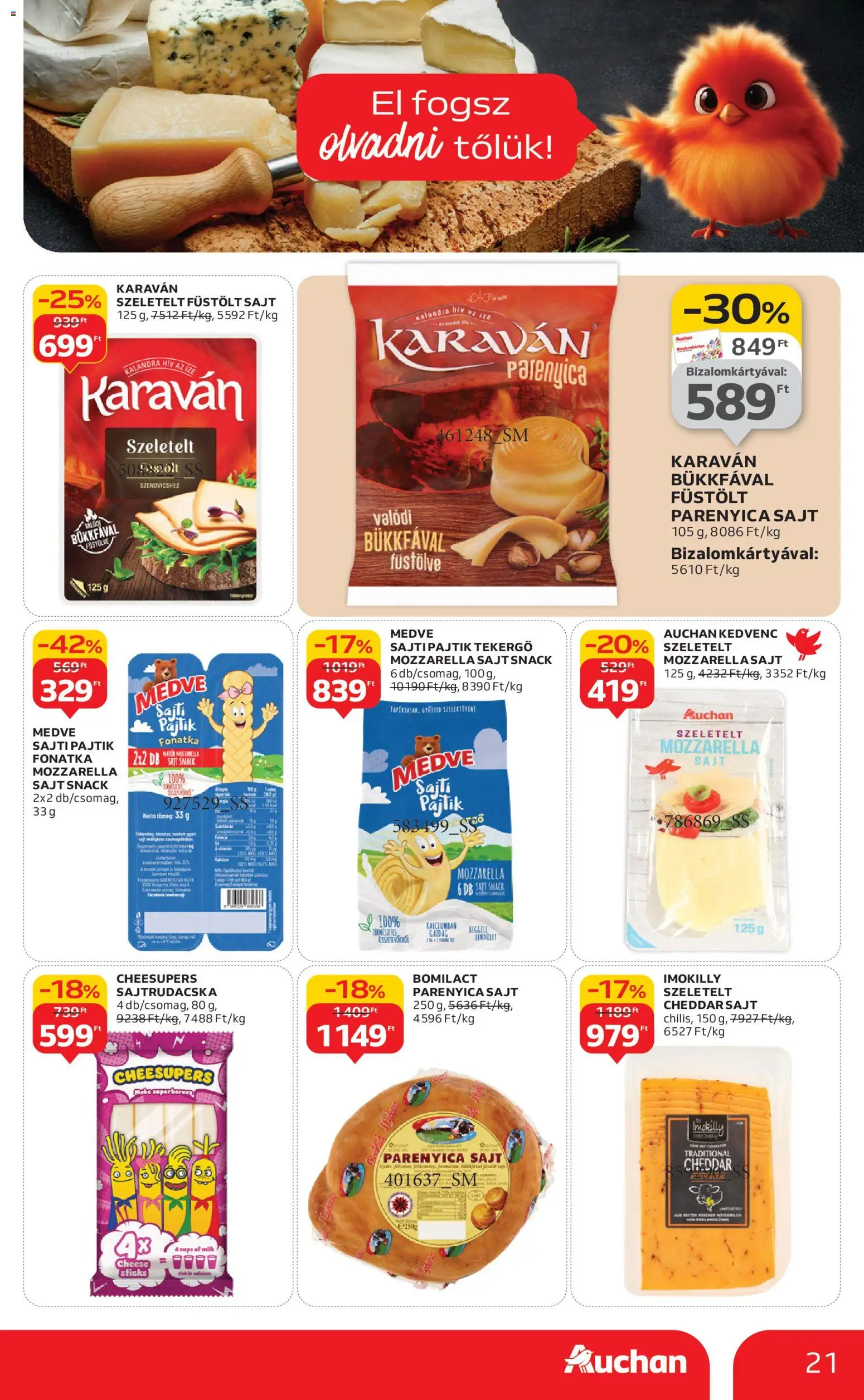 Auchan akciós ujság - amely érvényes a következő dátumtól: 20.11.2025 | Oldal: 21 | Termékek: Parenyica, Sajt, Parenyica sajt, Cheddar