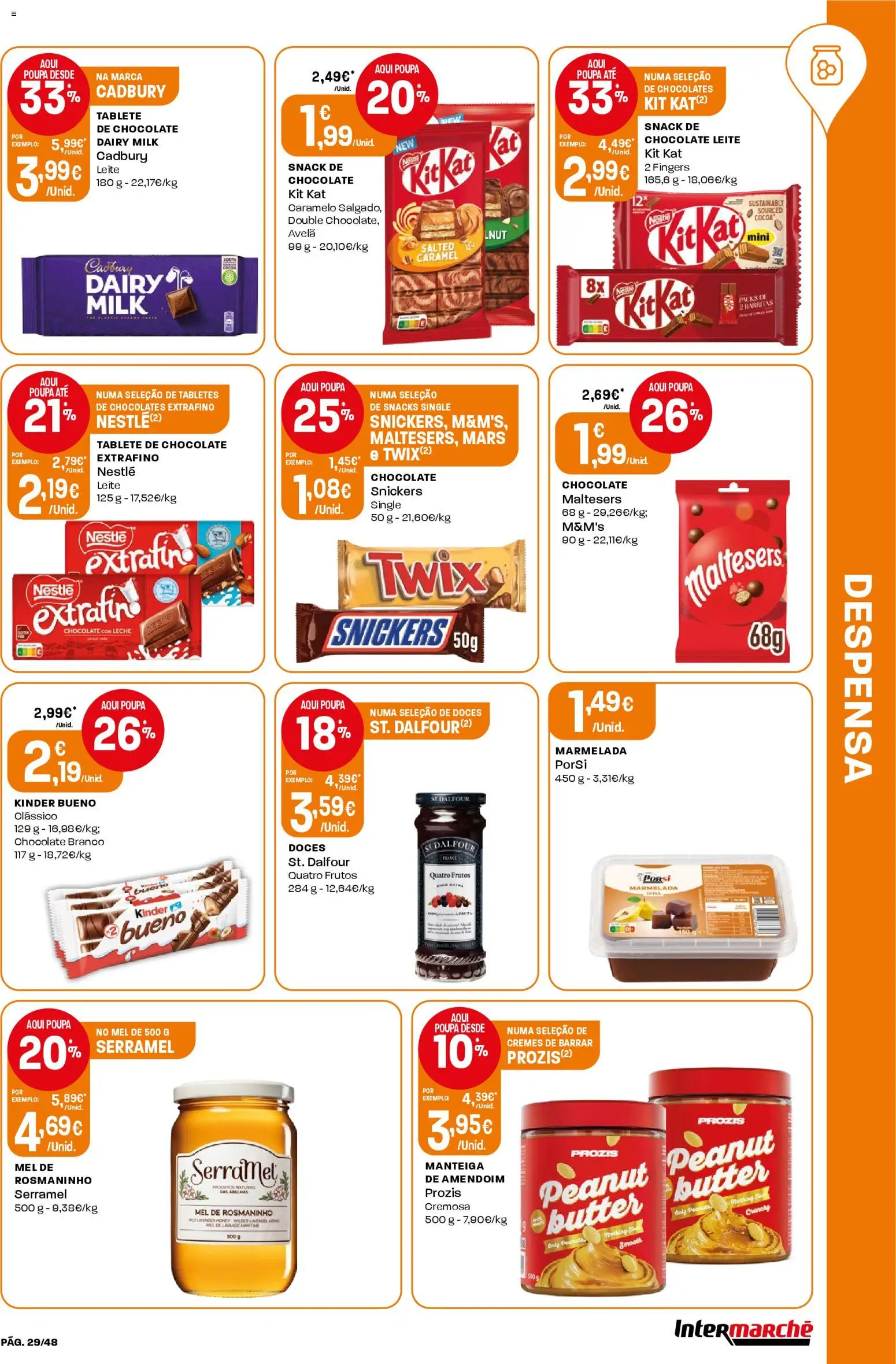 Intermarché folheto │ válido de 12.03.2026 | Página: 29 | Produtos: Chocolates, Leite, Mel, Doces