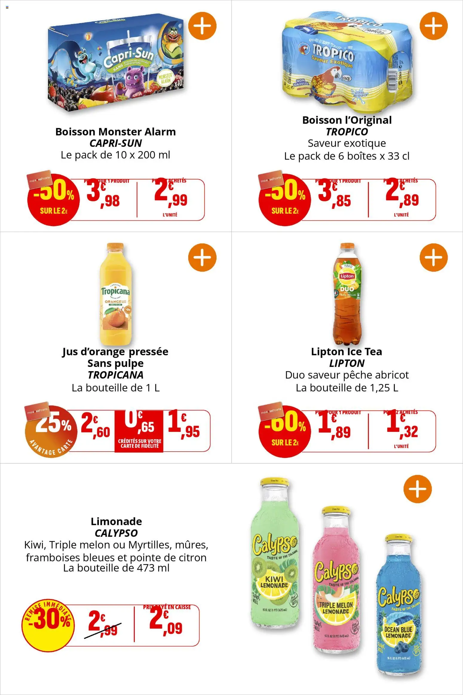 {H1} | Page: 33 | Produits: Abricot, Jus d'orange, Thé, Kiwi