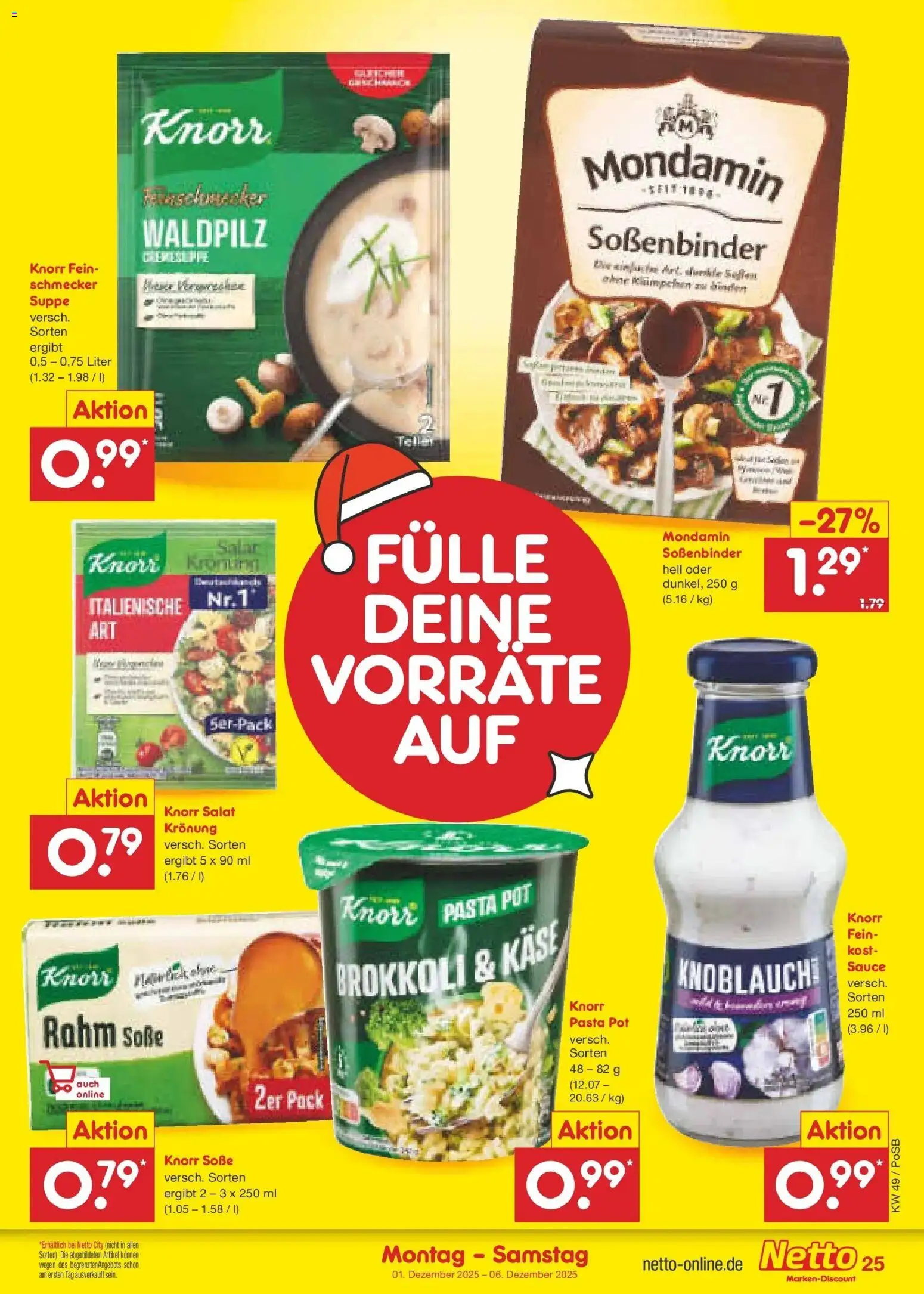 Netto Marken-Discount prospekt Amberg	 – gültig ab 01.12.2025 | Seite: 27 | Produkte: Käse, Knoblauch, Pasta, Salat