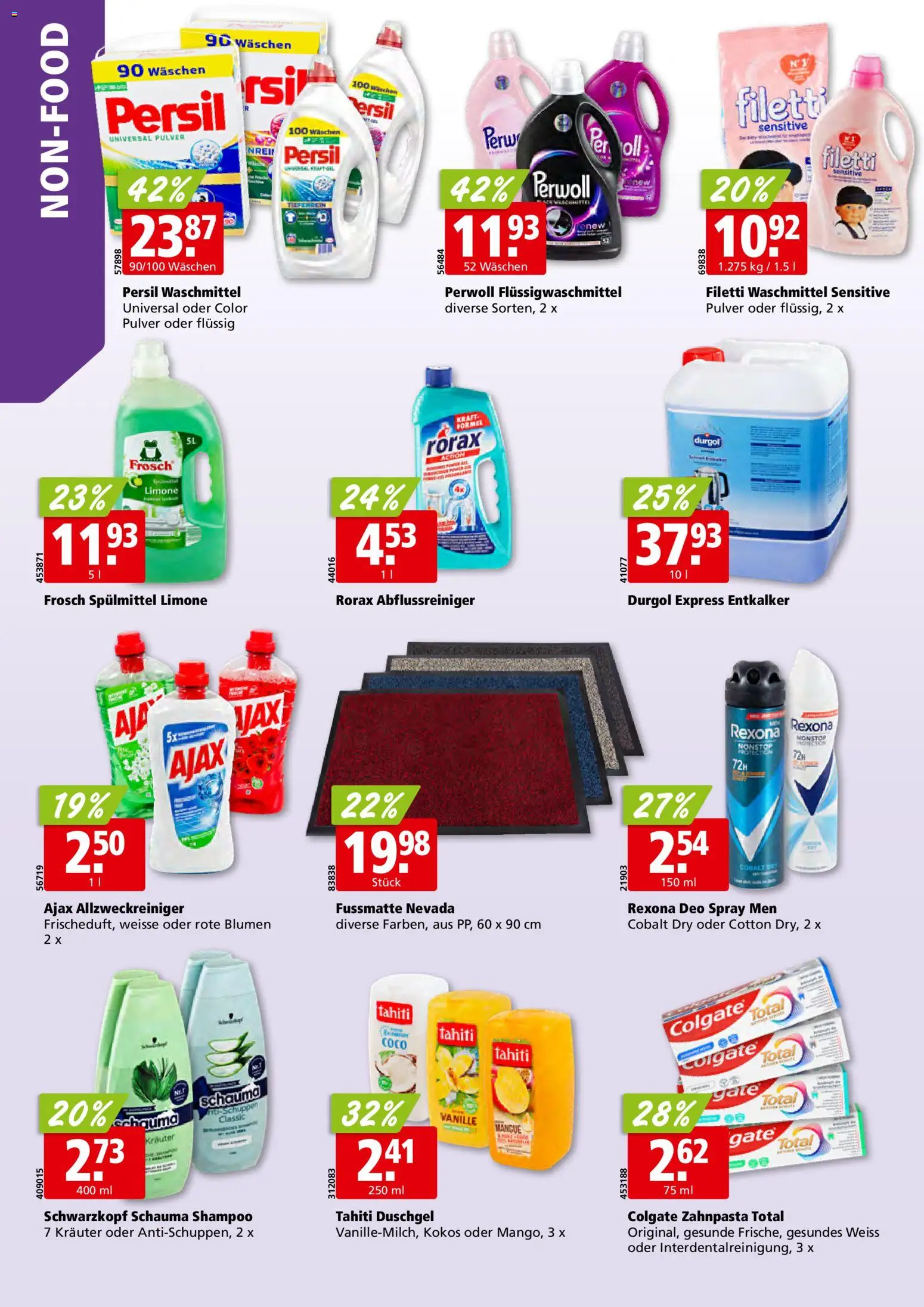 Aligro Aktionen Schlieren, Gossau SG, Frauenfeld, Rapperswil-Jona, Sargans, Bern, Brüttisellen, Pratteln, Emmen, Spreitenbach – gültig ab 19.01.2026 | Seite: 30 | Produkte: Duschgel, Zahnpasta, Waschmittel, Fußmatte