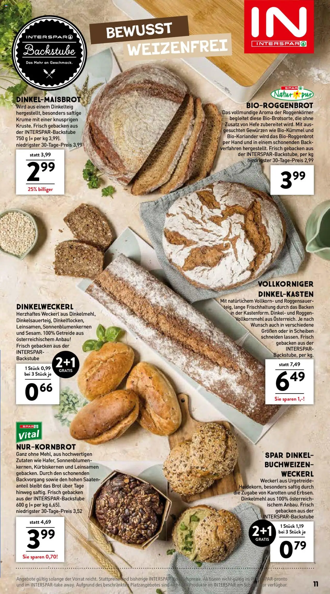 Interspar Bewusst Ernähren gültig ab 11.09.2025 | Seite: 11 | Produkte: Getreide, Brot
