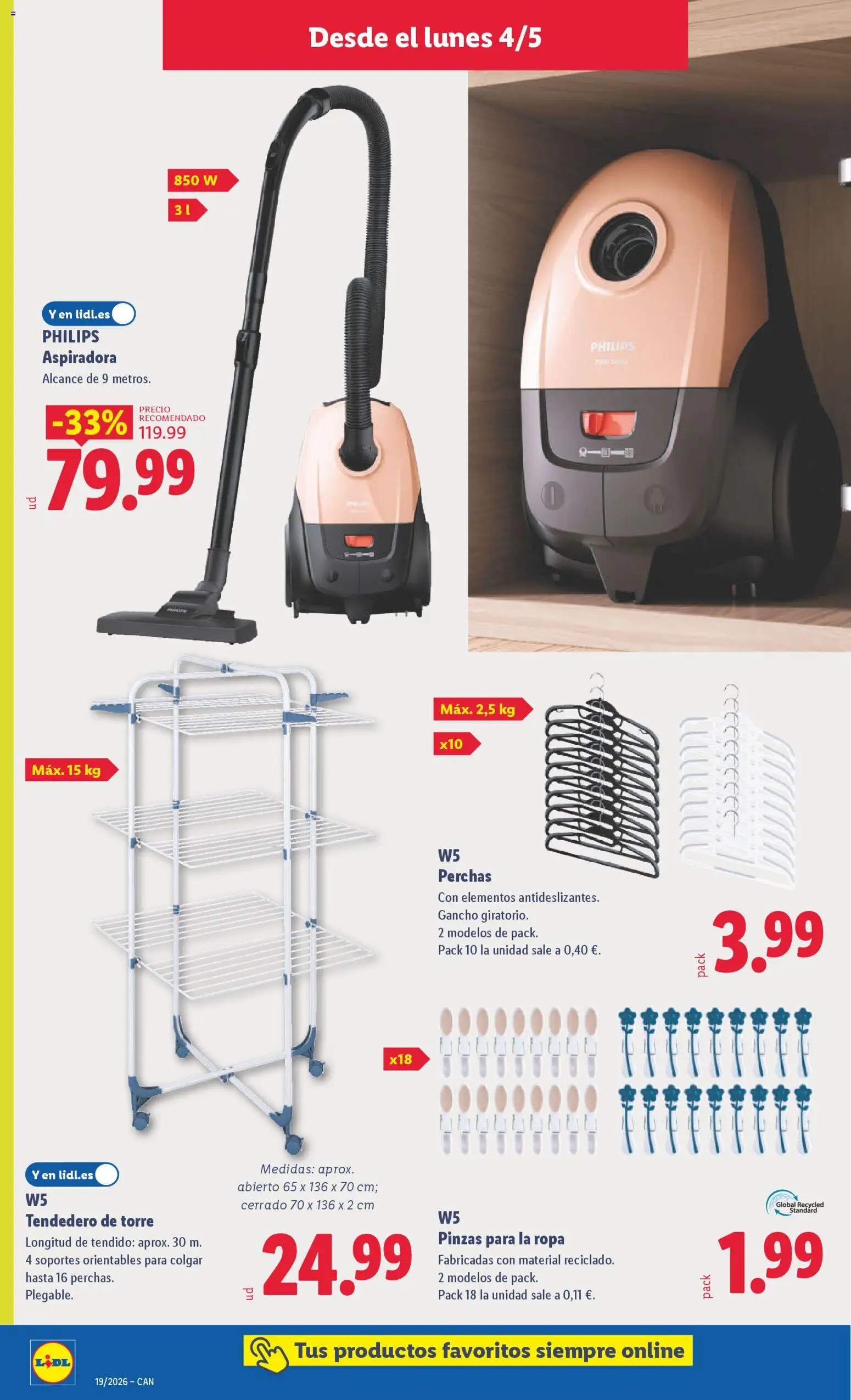 Lidl folleto de bazar │ válido desde el 04.05.2026 | Página: 16 | Productos: Ropa, Tendedero, Aspiradora