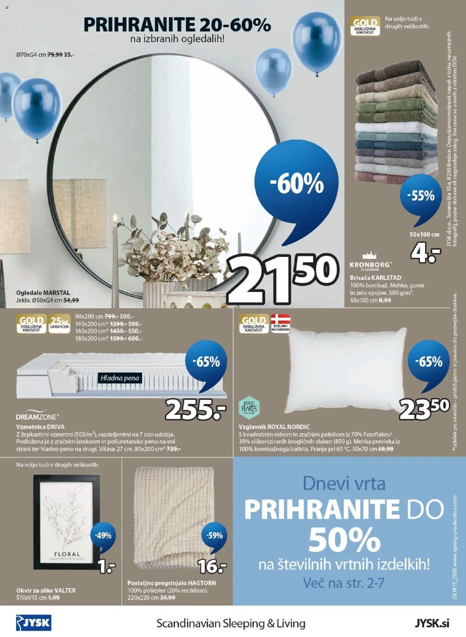 Novi JYSK katalog ponudbe – veljaven od 22.04.2026 | Stran: 24 | Izdelki: Brisača, Okvir, Vzmetnica, Prevleka