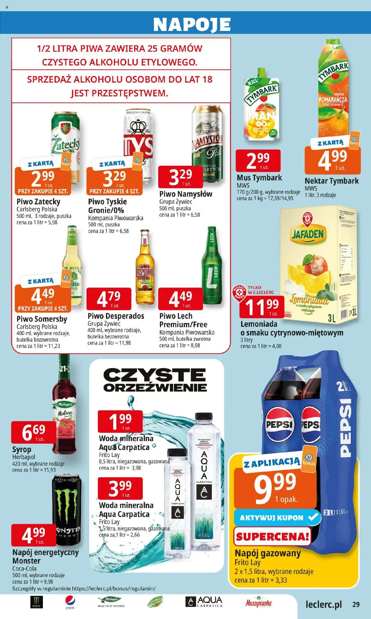 E.Leclerc Gazetka - Warszawa Jerozolimskie od 02.09.2025 | Strona: 28 | Produkty: Piwo Somersby, Muszynianka, Piwo, Piwo Namysłów