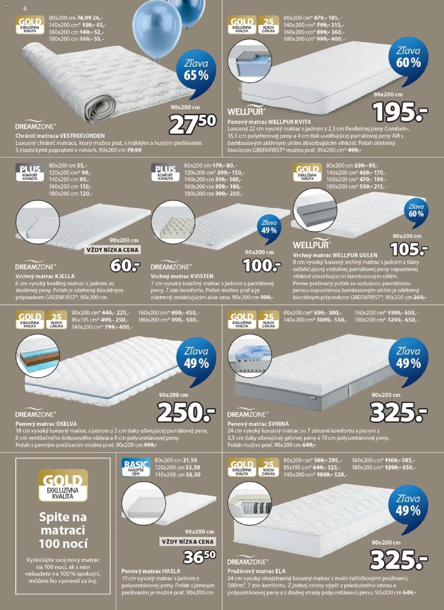 Nové JYSK akcie – leták je platný od 25.03.2026 | Strana: 6 | Produkty: Matrac, Vrchný matrac