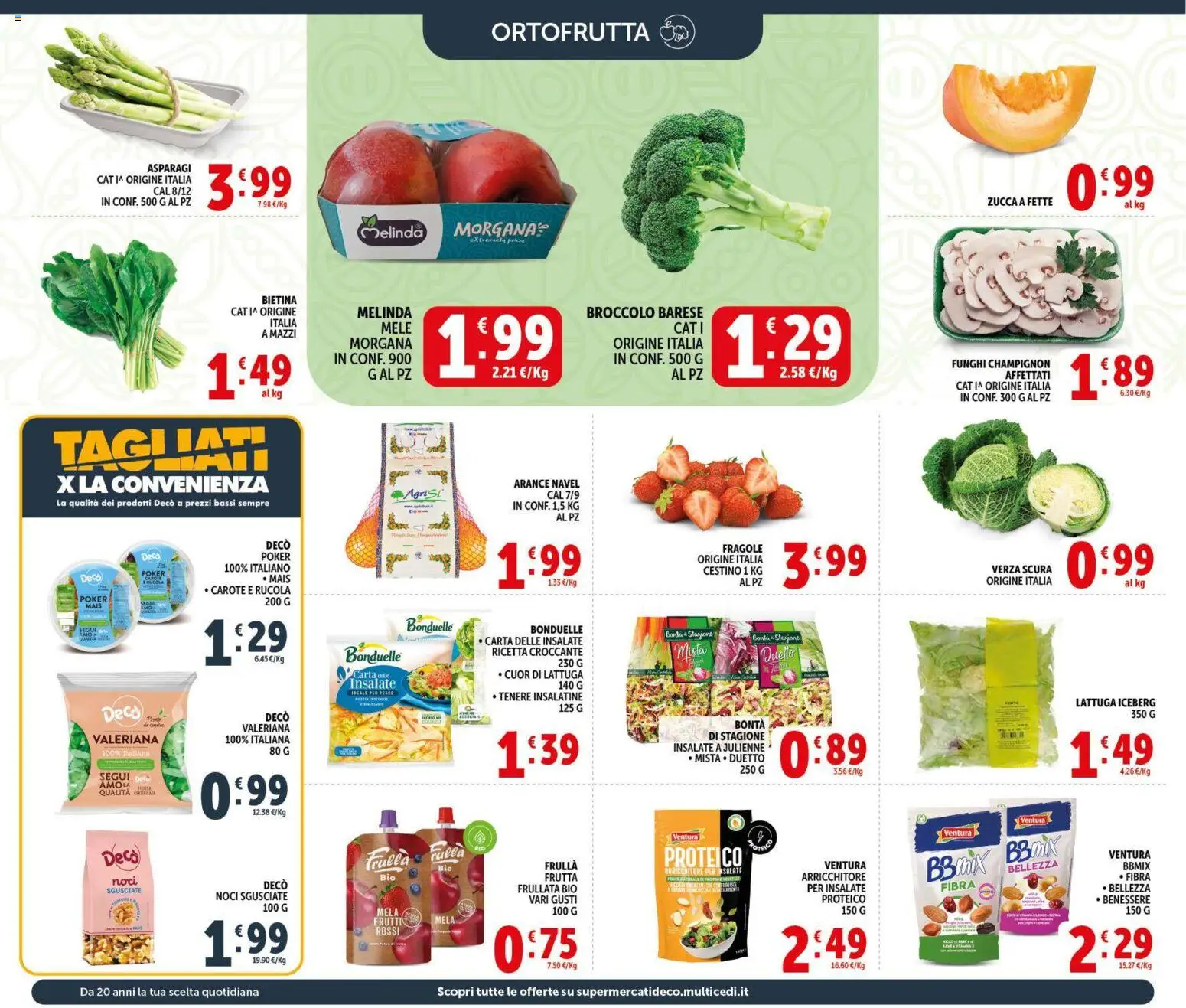 Volantino Decò del 09.04.2026 | Pagina: 8 | Prodotti: Valeriana, Arance, Frutta, Cestino