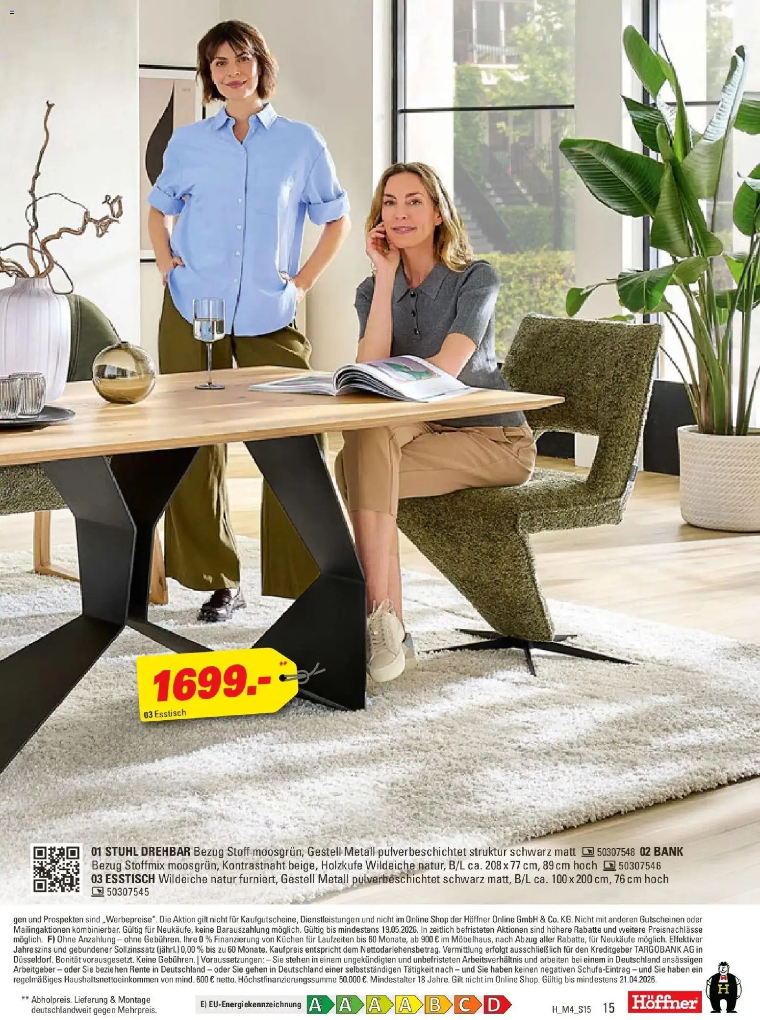 Höffner Prospekt Cottbus-Willmersdorf	 – gültig ab 01.04.2026 | Seite: 15 | Produkte: Esstisch, Stuhl, Kuchen