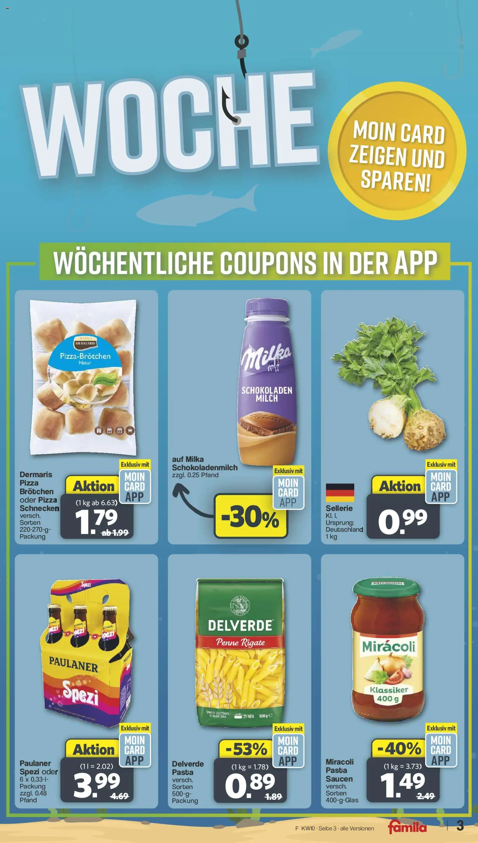Famila Nordwest Sonderangebote – gültig ab 02.03.2026 | Seite: 3 | Produkte: Milch, Pasta, Pizza, Paulaner