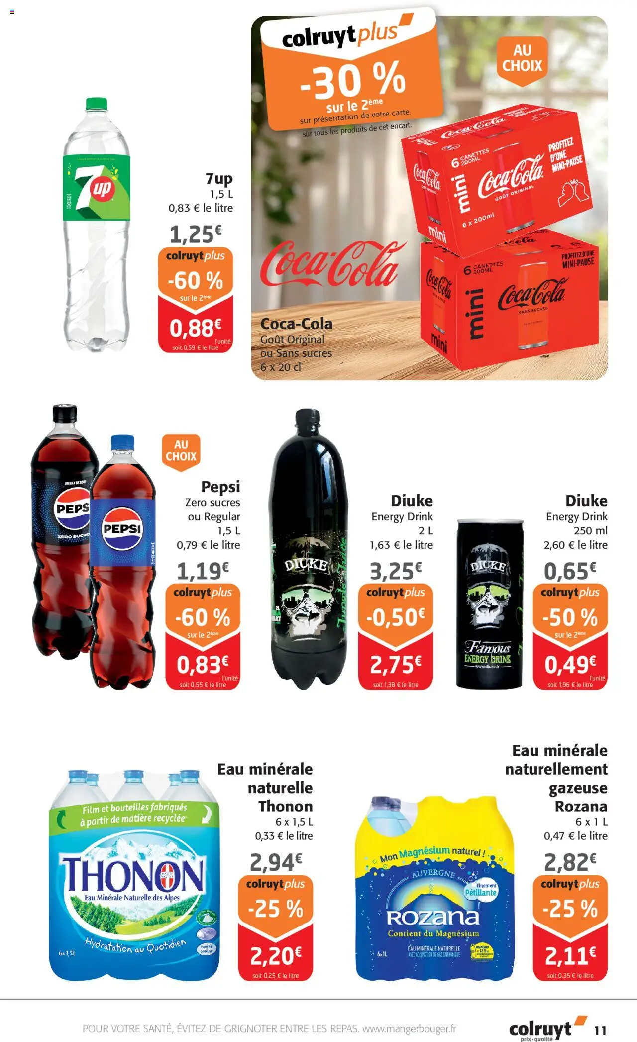 {H1} | Page: 11 | Produits: Eau minérale, Citron, Eau minérale naturelle, Coca cola