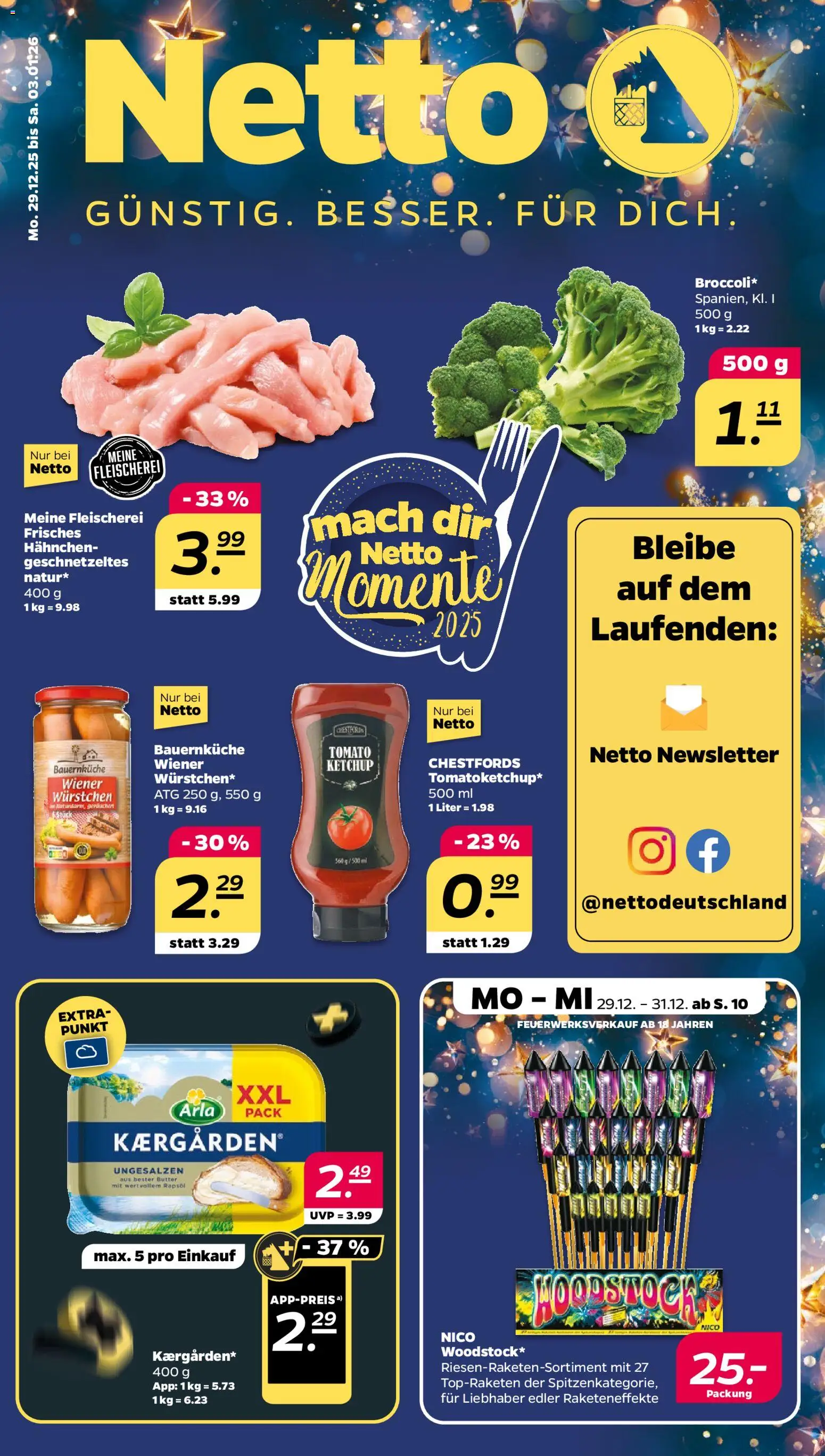 Netto Prospekt 	 – gültig ab 29.12.2025 | Seite: 1 | Produkte: Hahnchen, Butter, Rapsöl, Ketchup