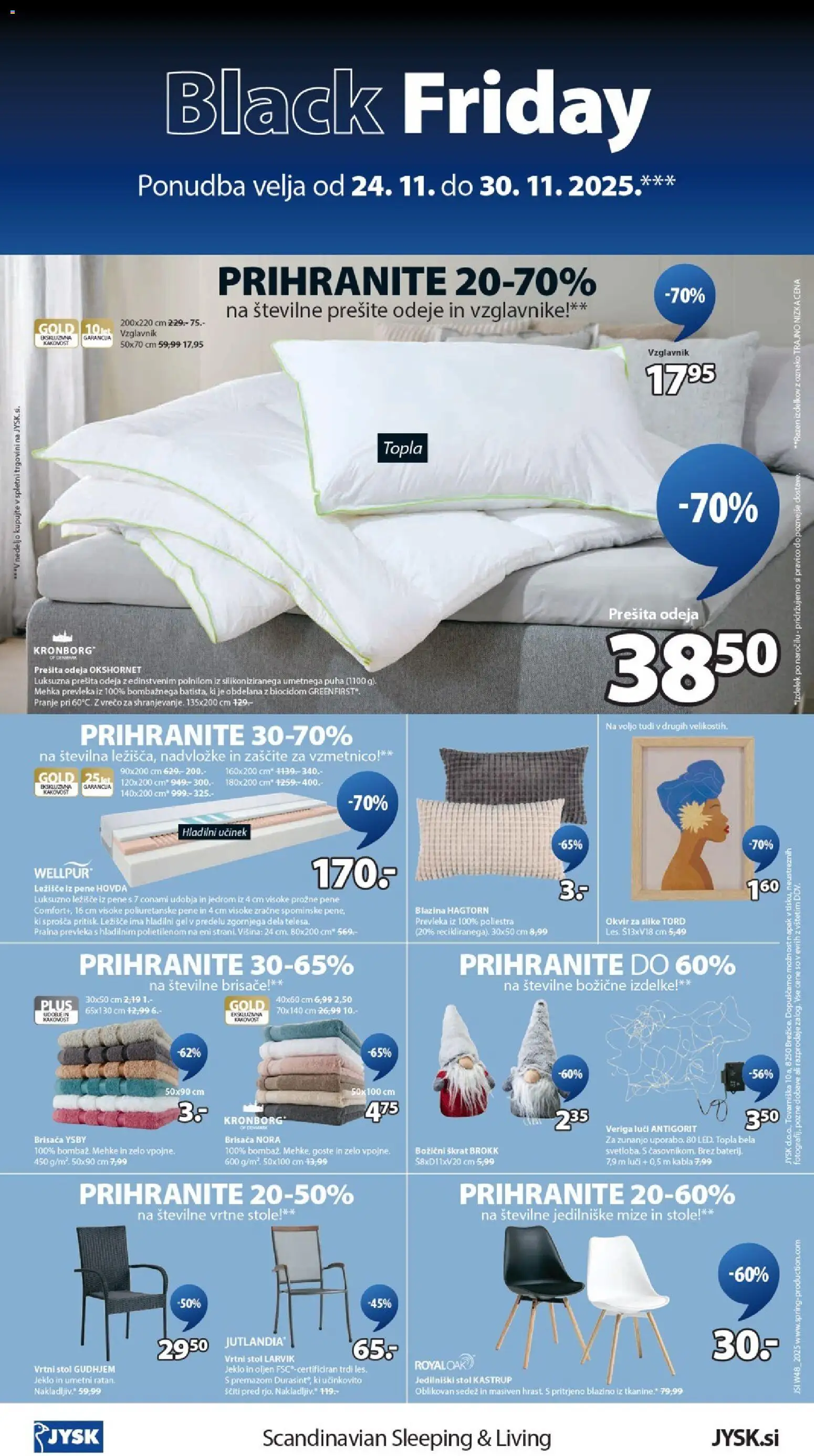 Novi JYSK katalog ponudbe – veljaven od 24.11.2025 | Stran: 16 | Izdelki: Okvir, Prešita odeja, Vzglavnik, Prevleka