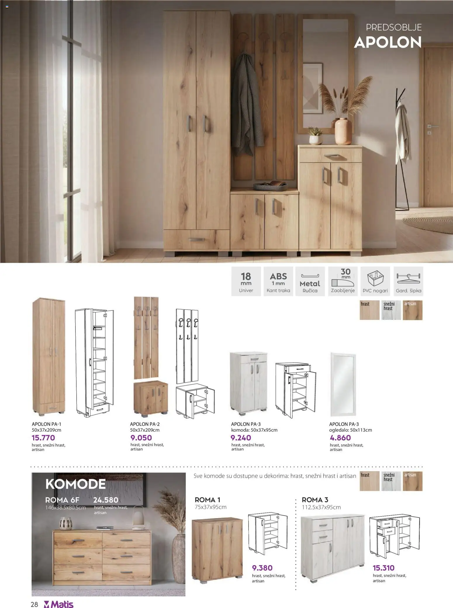 Matis katalog - važi od 01.04.2026 | Strana: 26 | Proizvode: Komoda, Ogledalo