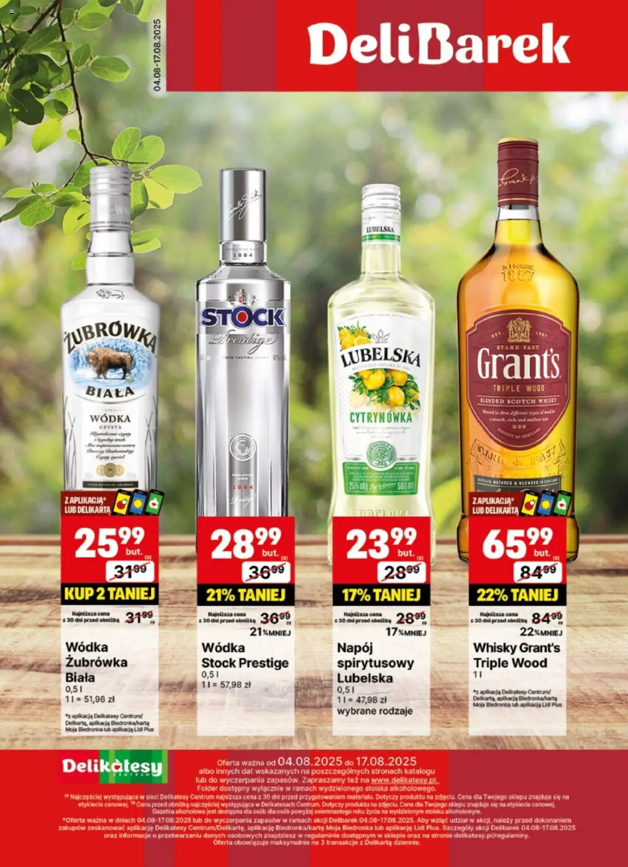 Delikatesy Centrum Gazetka - DeliBarek od 04.08.2025 | Strona: 1 | Produkty: Grant's, Delikatesy, Vodka, Whisky