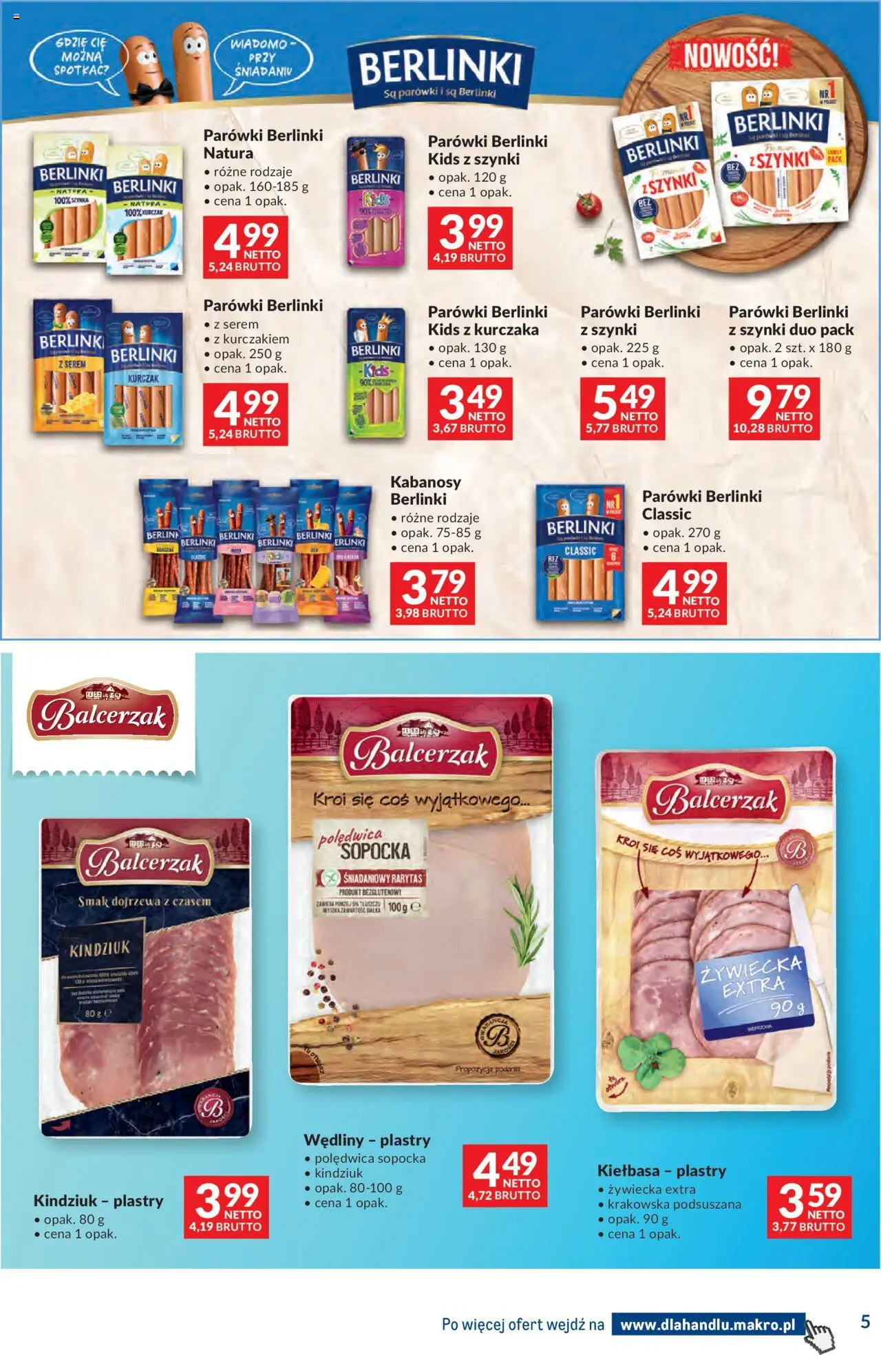Makro Gazetka - Dystrybucja do sklepów od 14.10.2025 | Strona: 5 | Produkty: Kiełbasa, Kabanosy, Szynka, Wędliny