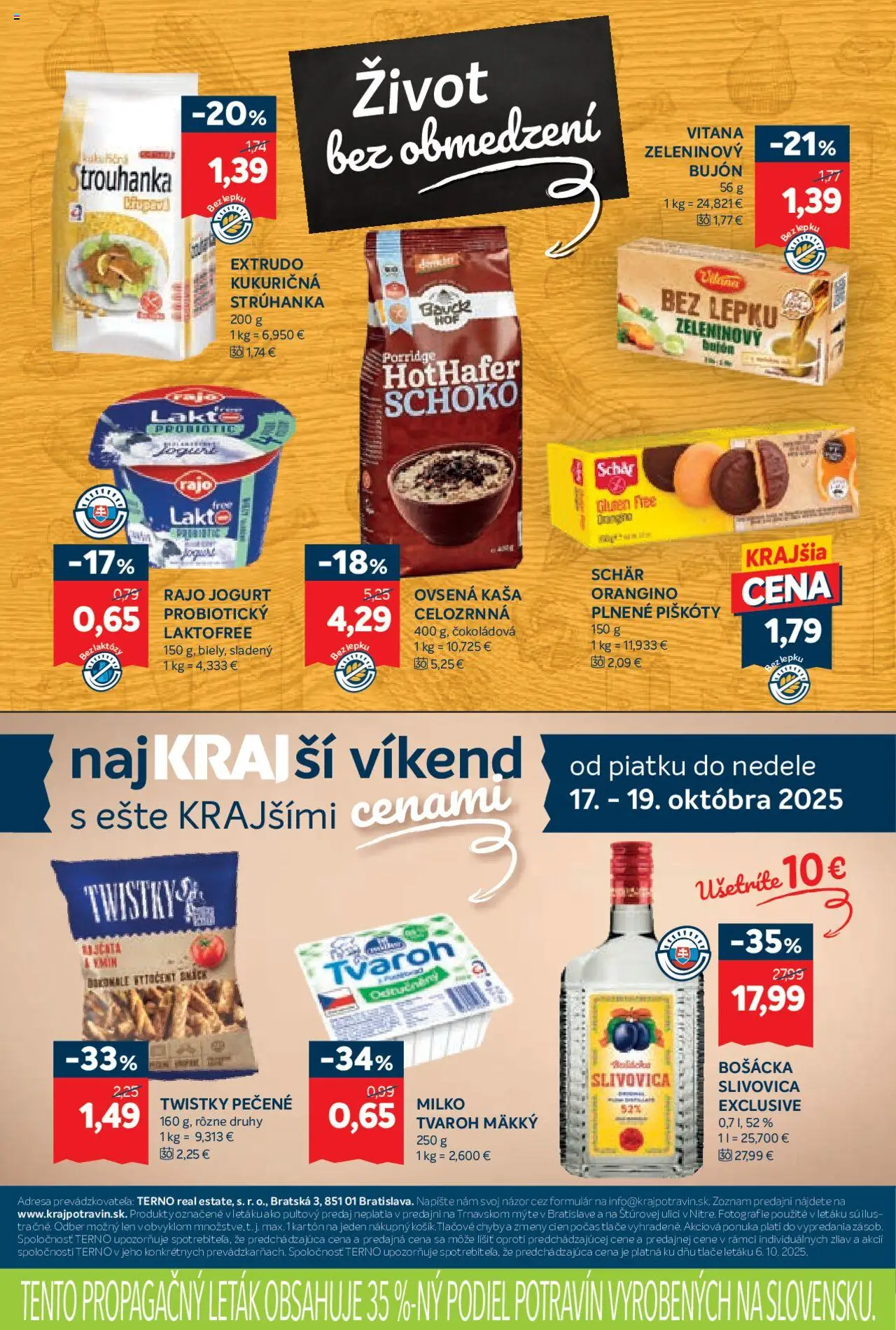 Nové Kraj akcie – leták je platný od 16.10.2025 | Strana: 13 | Produkty: Jogurt, Bujón, Slivovica, Tvaroh