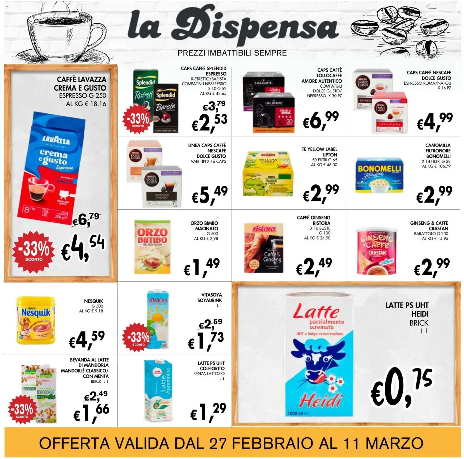 Volantino Coal del 27.02.2026 | Pagina: 18 | Prodotti: Crema, Tè, Latte, Lavazza