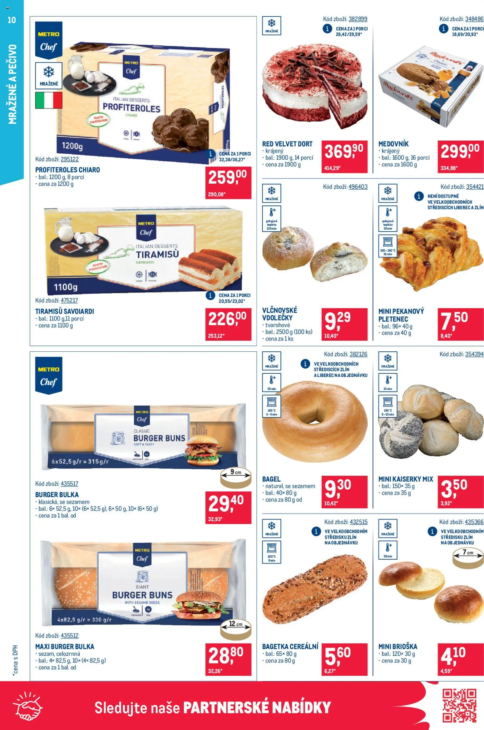 Makro leták - Gastronomie od 22.04.2026 | Strana: 10 | Produkty: Burger, Medovník, Pečivo, Dort