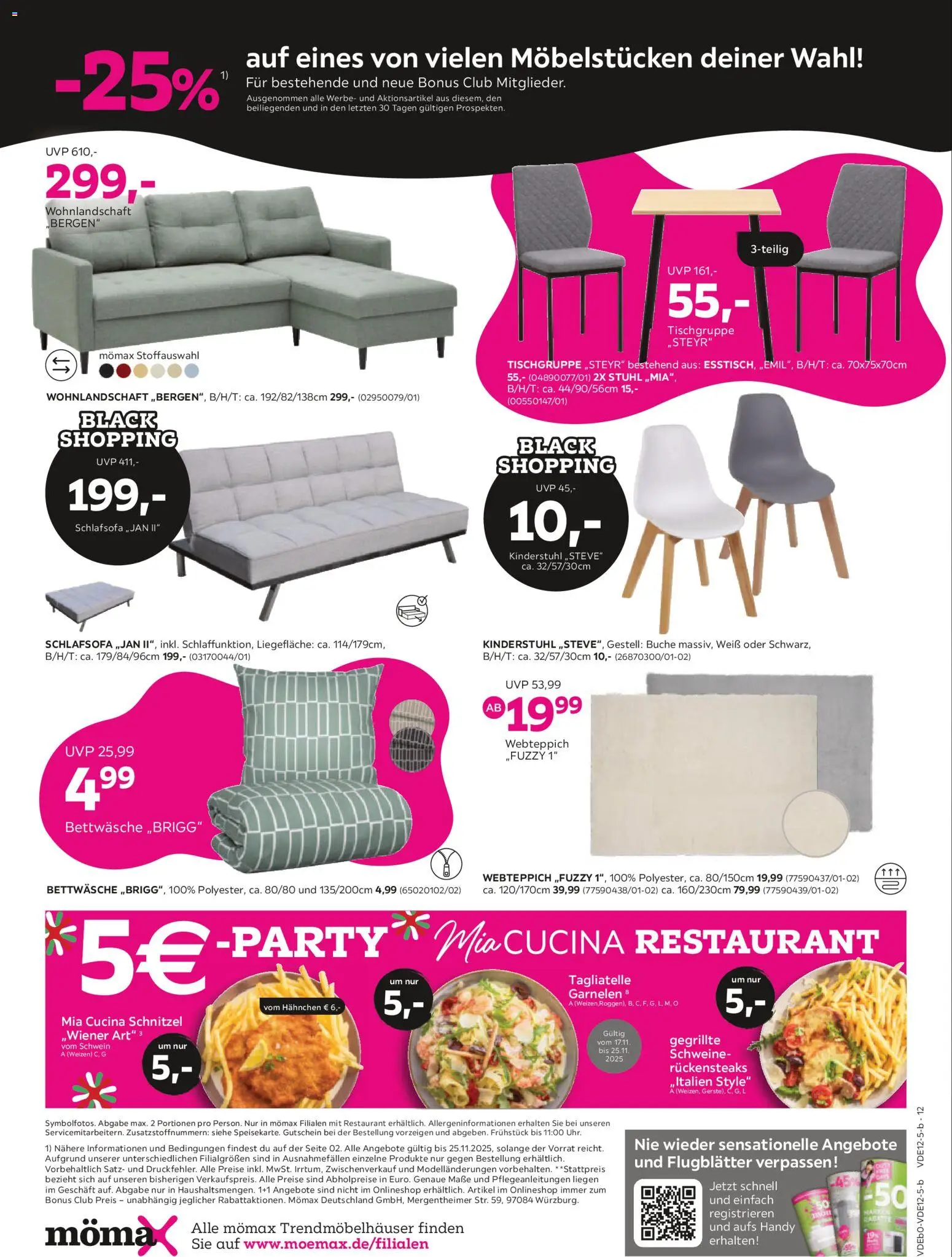 Mömax - Black Friday – gültig ab 17.11.2025 | Seite: 12 | Produkte: Wohnlandschaft, Stuhl, Bettwäsche, Schnitzel