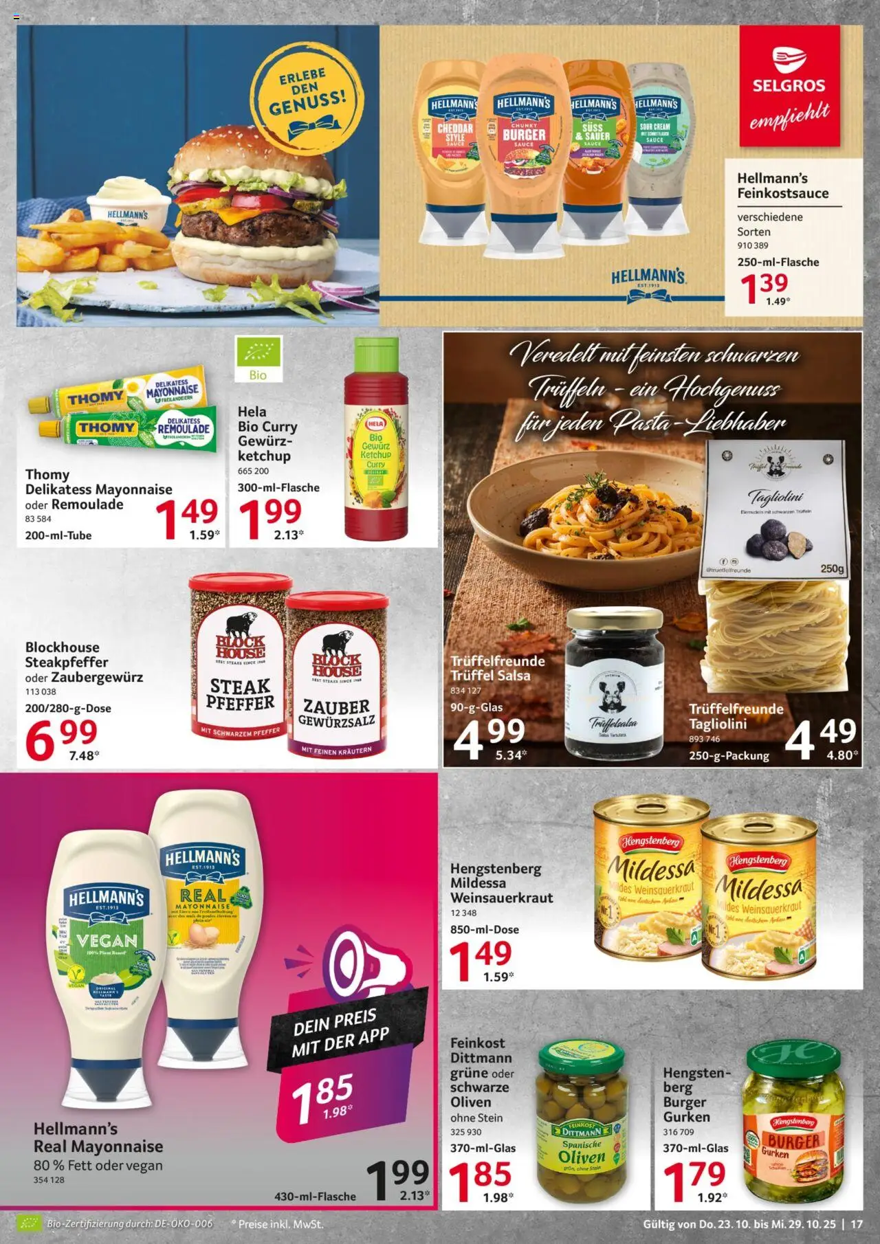 Selgros Prospekt 	 – gültig ab 23.10.2025 | Seite: 17 | Produkte: Burger, Mayonnaise, Steak, Ketchup