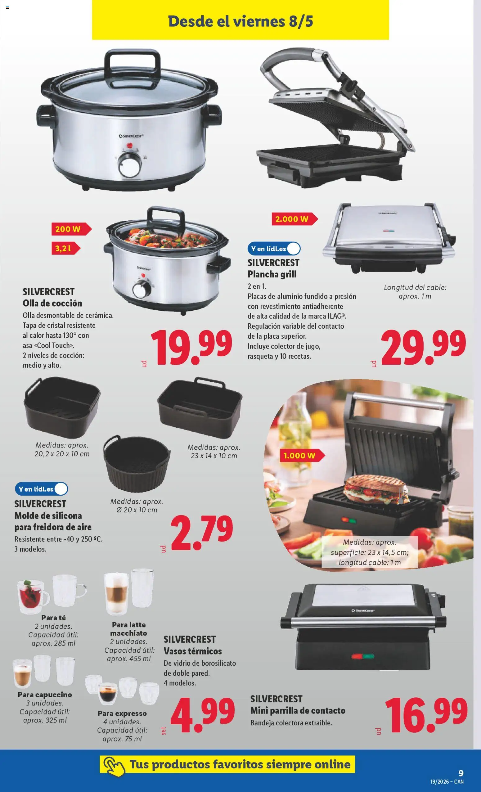 Lidl folleto de bazar │ válido desde el 04.05.2026 | Página: 21 | Productos: Vasos, Cable, Plancha, Freidora