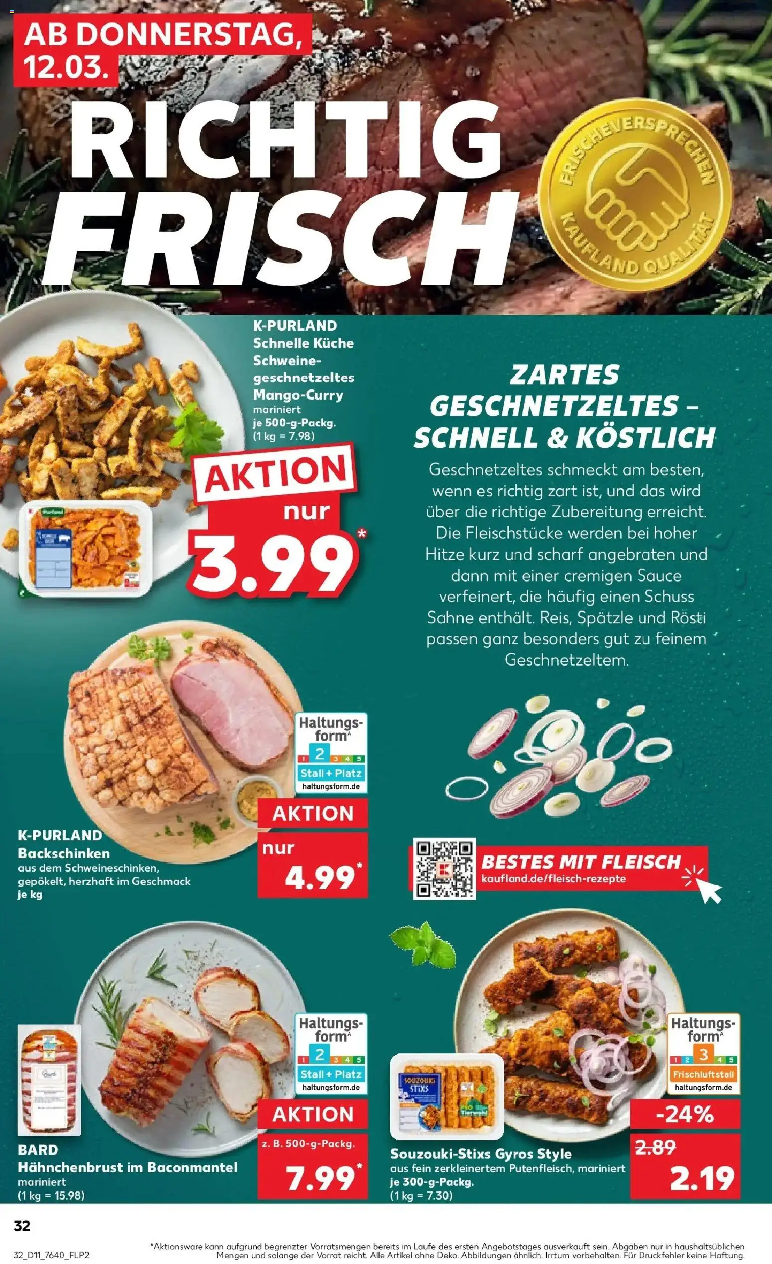Kaufland Prospekt Monschau	 – gültig ab 12.03.2026 | Seite: 32 | Produkte: Küche, Gyros, Sahne, Fleisch