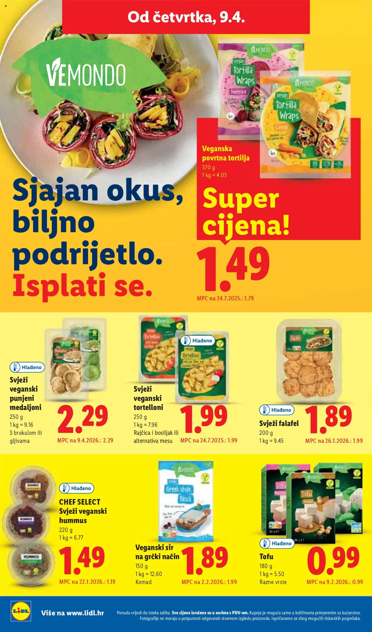 Lidl katalog | vrijedi od 07.04.2026 | Stranica: 62 | Proizvodi: Sir, Bosiljak, Rajčica, Tofu