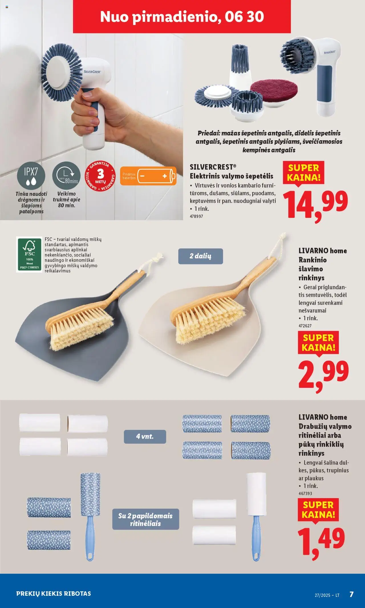 LIDL leidinys - Ne maisto prekių pasiūlymai│galioja nuo 30.06.2025 | Puslapis: 7 | Prekių: Šepetėlis