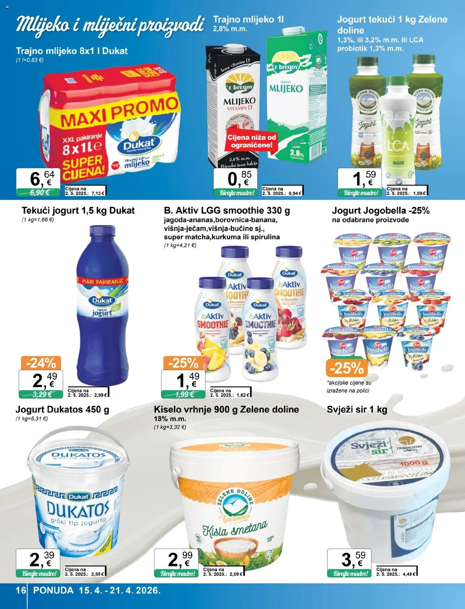 KTC katalog | vrijedi od 15.04.2026 | Stranica: 16 | Proizvodi: Sir, Svježi sir, Trajno mlijeko, Kurkuma