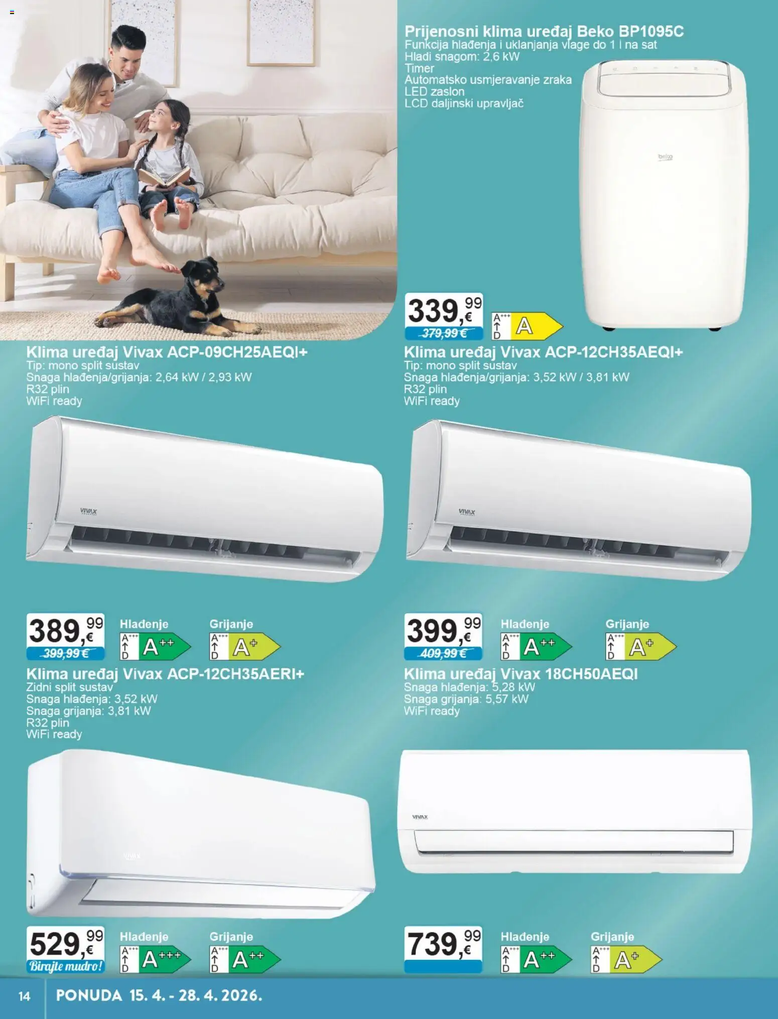 KTC katalog | vrijedi od 15.04.2026 | Stranica: 14 | Proizvodi: Klima uređaj, Klima, Sat