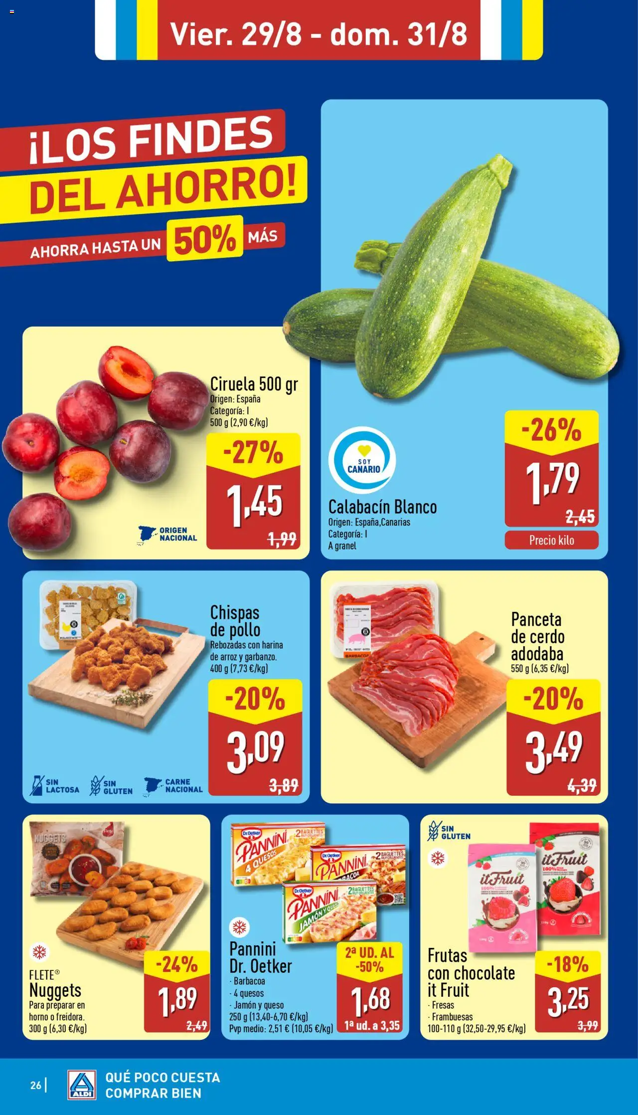 Aldi folleto Canarias │ válido desde el 25.08.2025 | Página: 26 | Productos: Calabacín, Ηλεκτρικός φούρνος, Arroz, Nuggets