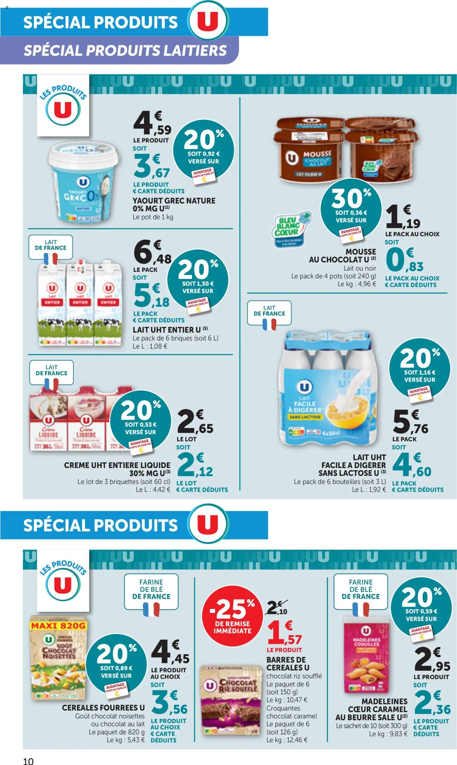 {H1} | Page: 10 | Produits: Mousse, Briques, Lait, Beurre