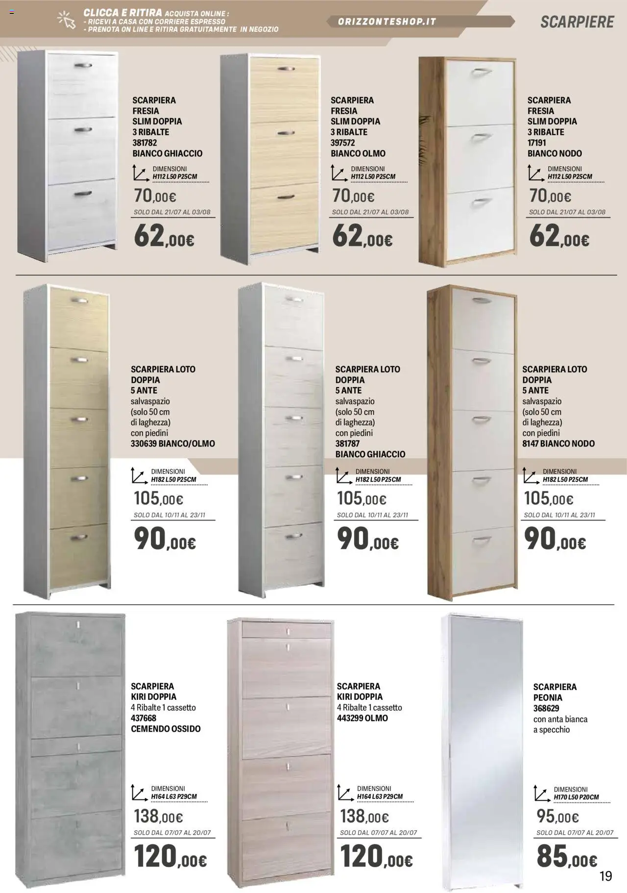 Volantino Orizzonte del 09.05.2025 | Pagina: 19 | Prodotti: Scarpiera, Specchio