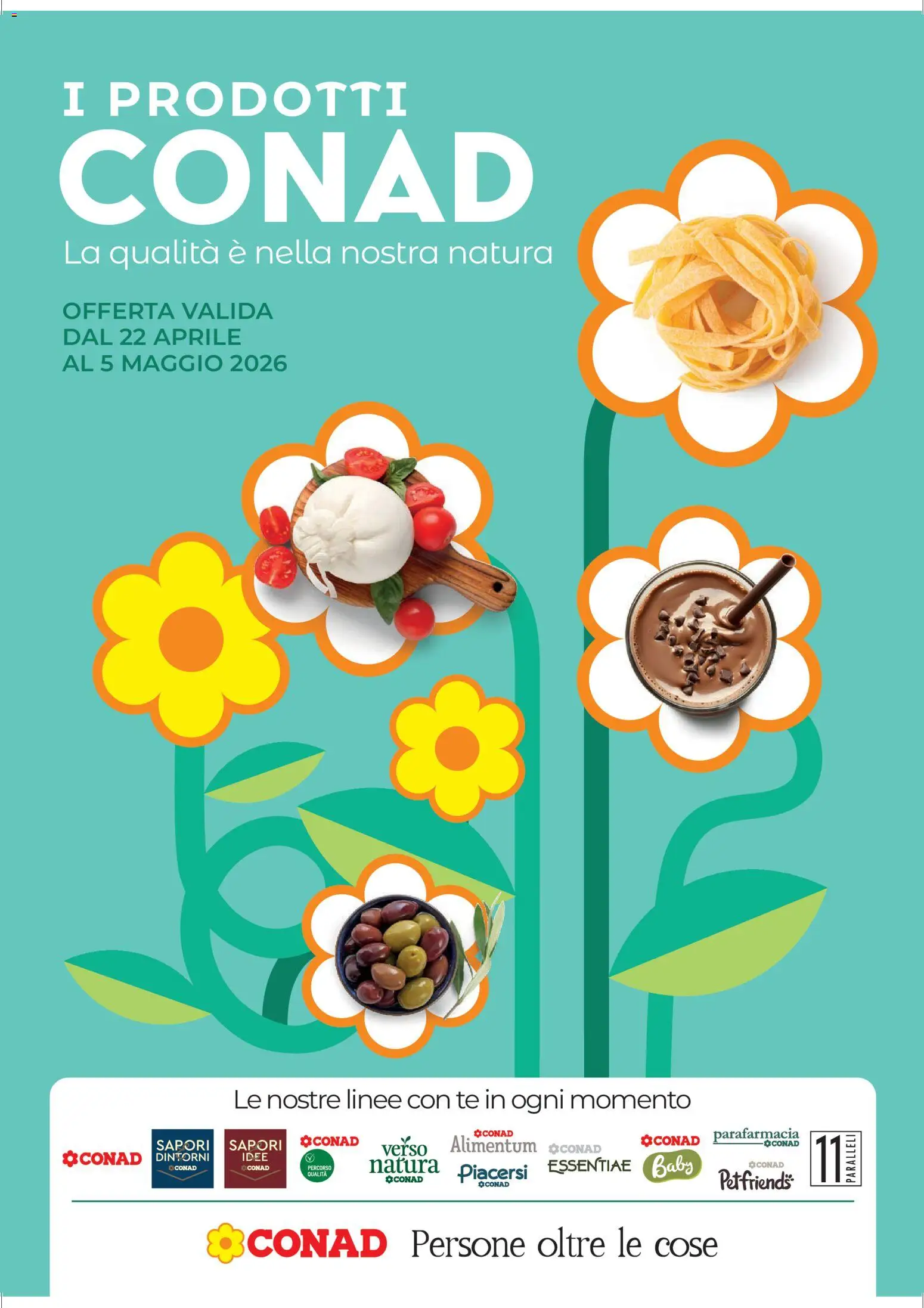 Volantino Conad del 22.04.2026 | Pagina: 1 | Prodotti: Tè, Tagliatelle, Pasta, Burrata