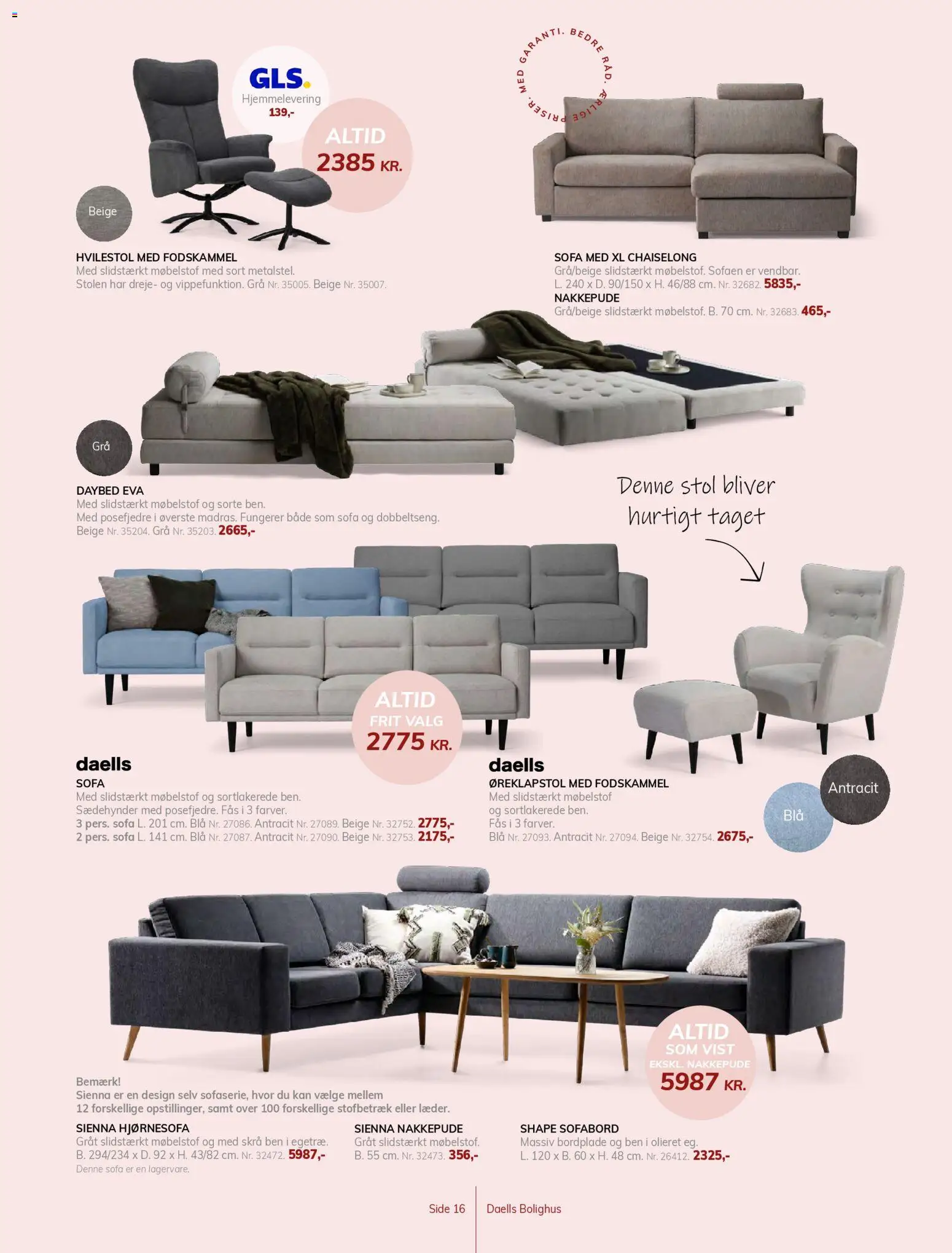 Daells Bolighus tilbudsavis – gyldig fra 28.01.2026 | Side: 16 | Produkter: Sofabord, Sofa, Fodskammel, Hjørnesofa