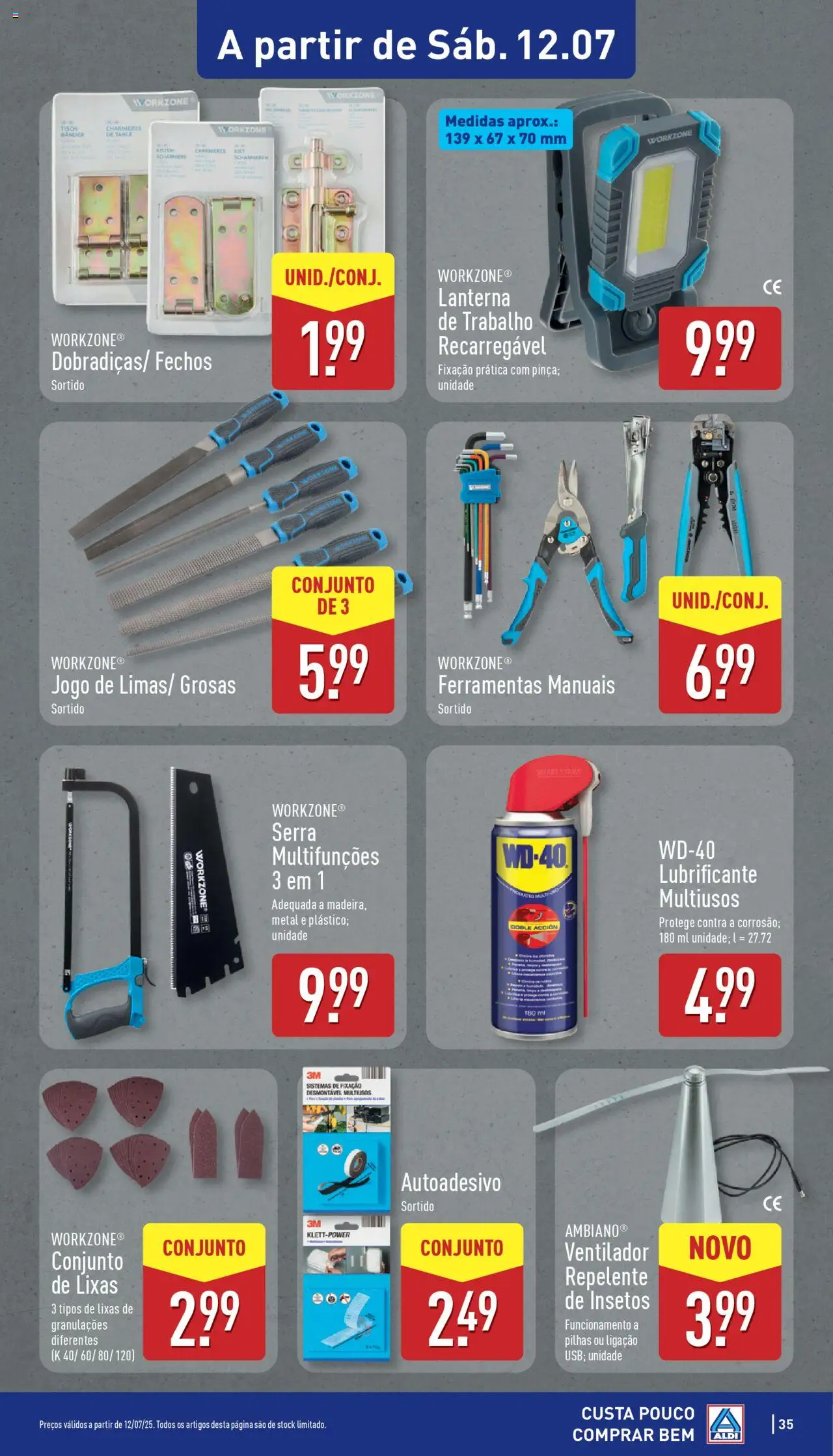 Aldi folheto │ válido de 07.07.2025 | Página: 35 | Produtos: Ferramentas, Repelente, Pilhas, Lanterna