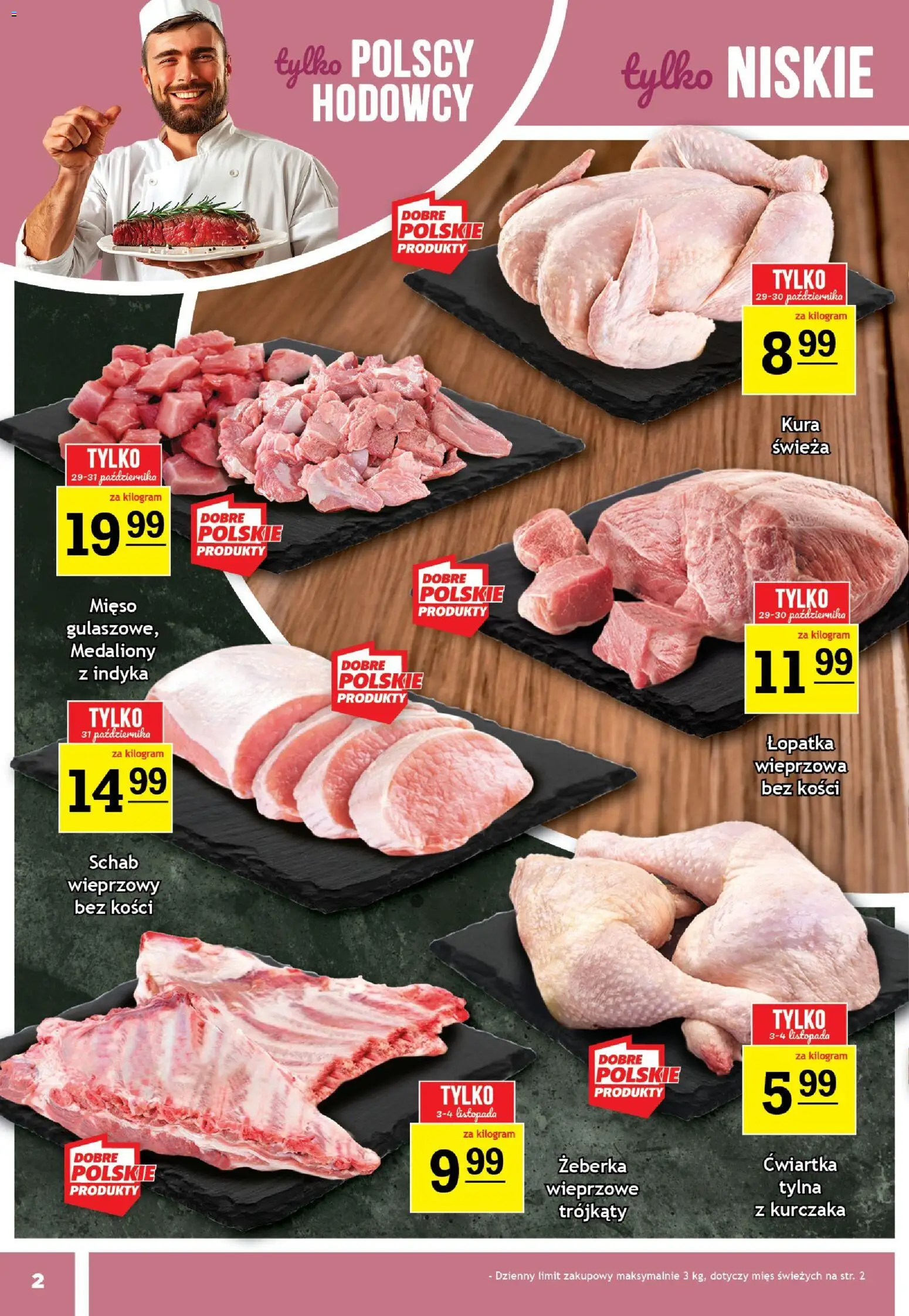 Gram Market Gazetka od 29.10.2025 | Strona: 2 | Produkty: Schab, Mięso, Schab wieprzowy, Schab wieprzowy bez kości