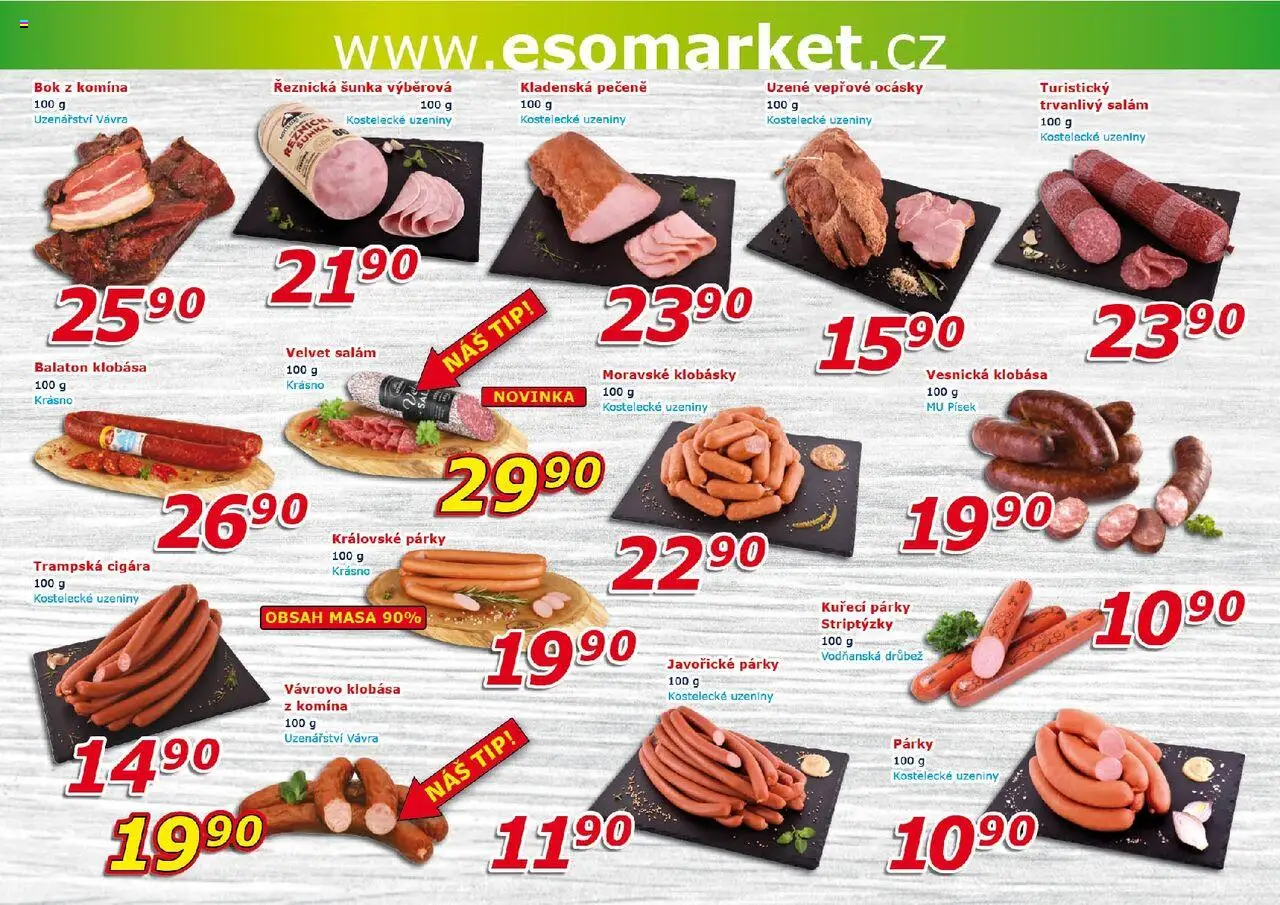 Eso market leták od 17.09.2025 | Strana: 2 | Produkty: Salám, Šunka, Uzeniny, Velvet