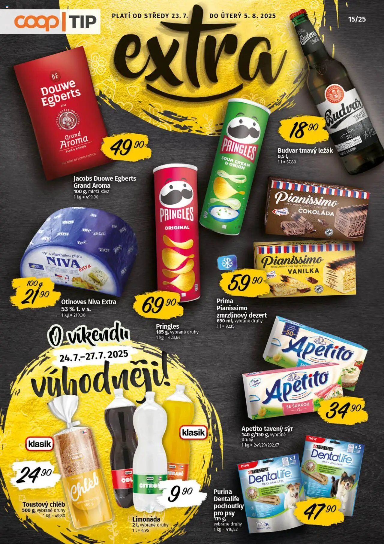 Coop leták - Tip Extra od 23.07.2025 | Strana: 1 | Produkty: Limonáda, Purina, Jacobs, Mletá káva