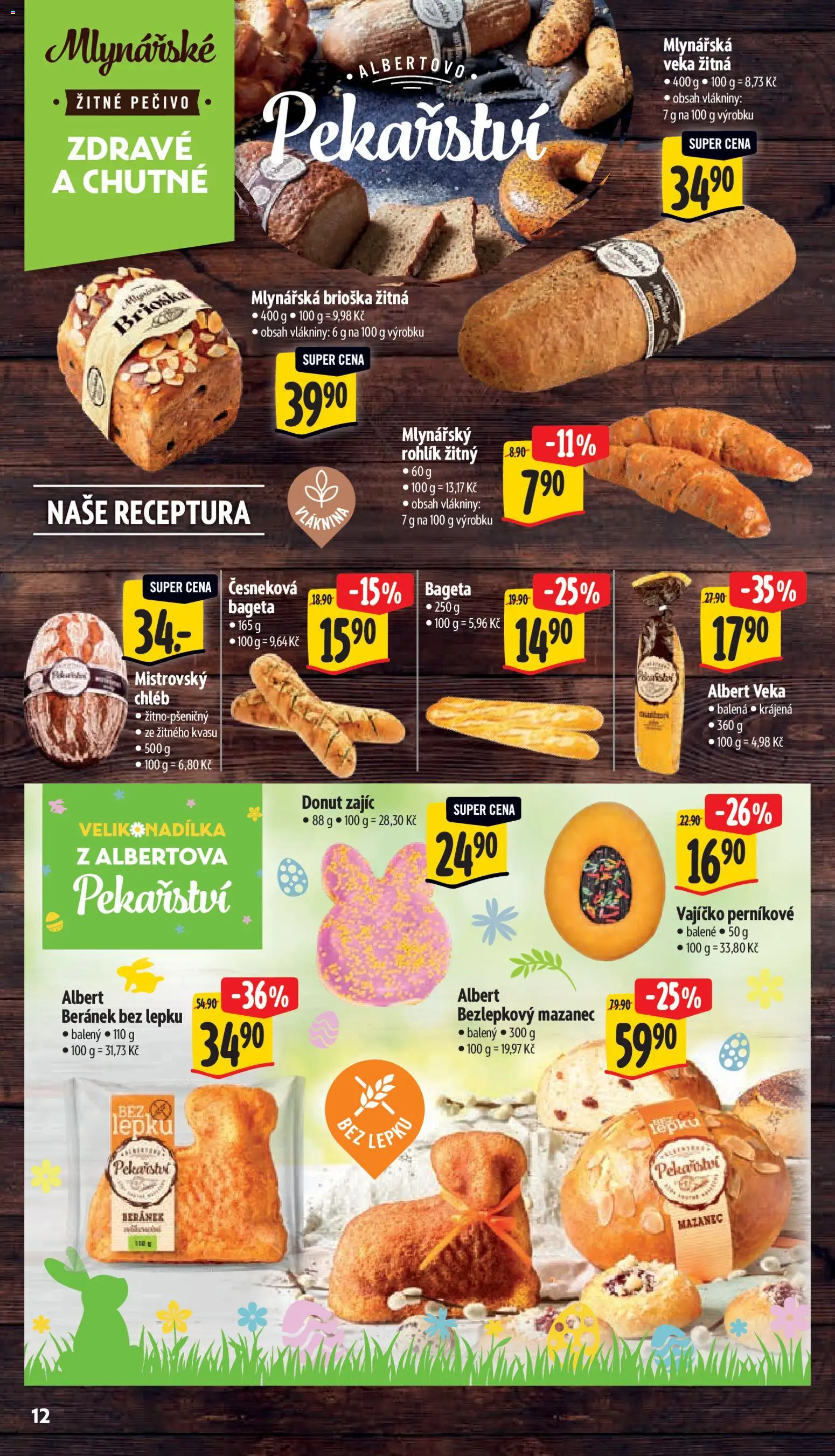 Albert leták - Supermarket od 01.04.2026 | Strana: 20 | Produkty: Chléb, Mlynářský rohlík, Bageta, Žitné pečivo