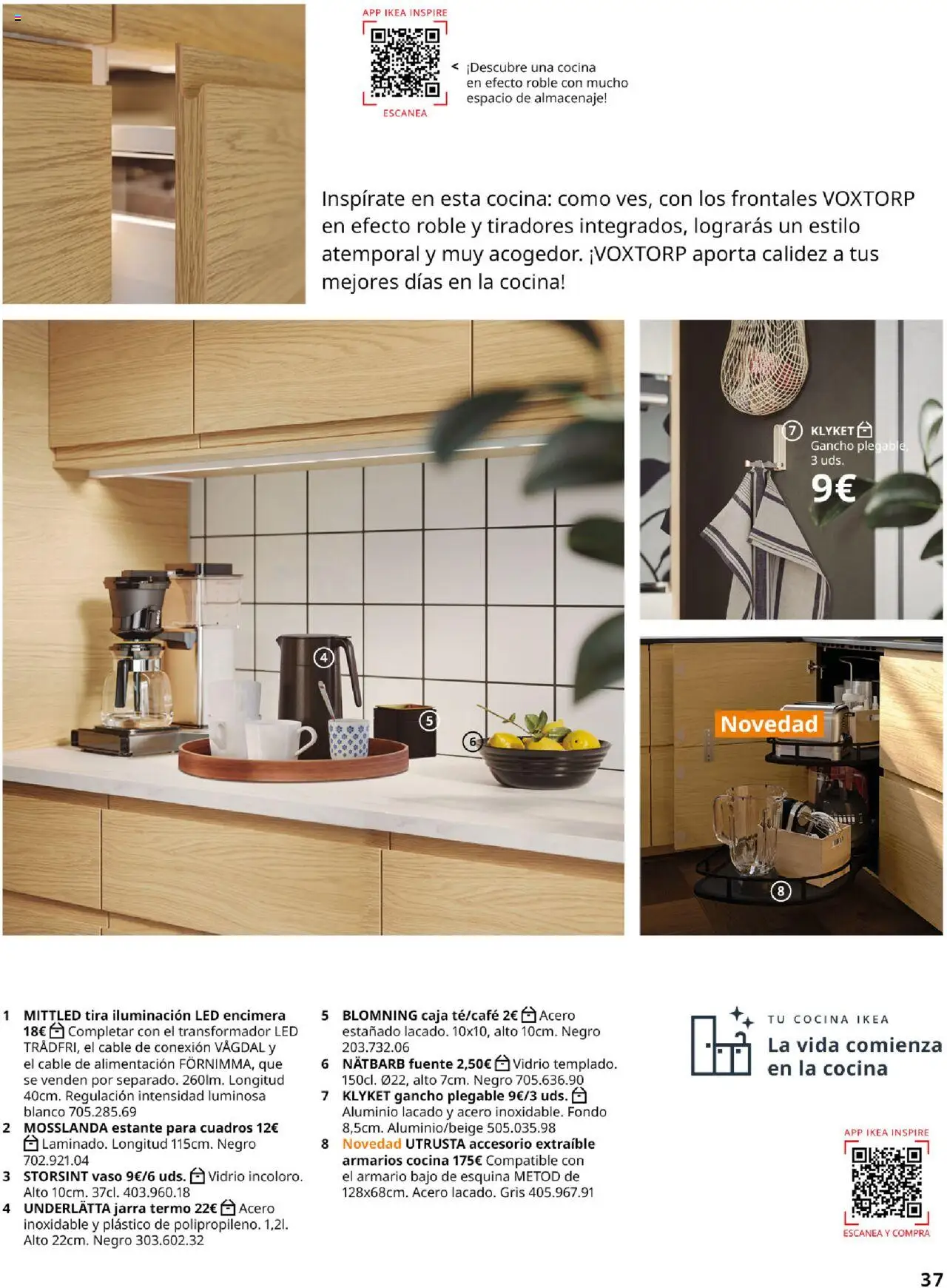 Catálogo IKEA Cocinas │ válido desde el 01.09.2025 | Página: 37 | Productos: Cable, Galette de chaise, Estante, Caja