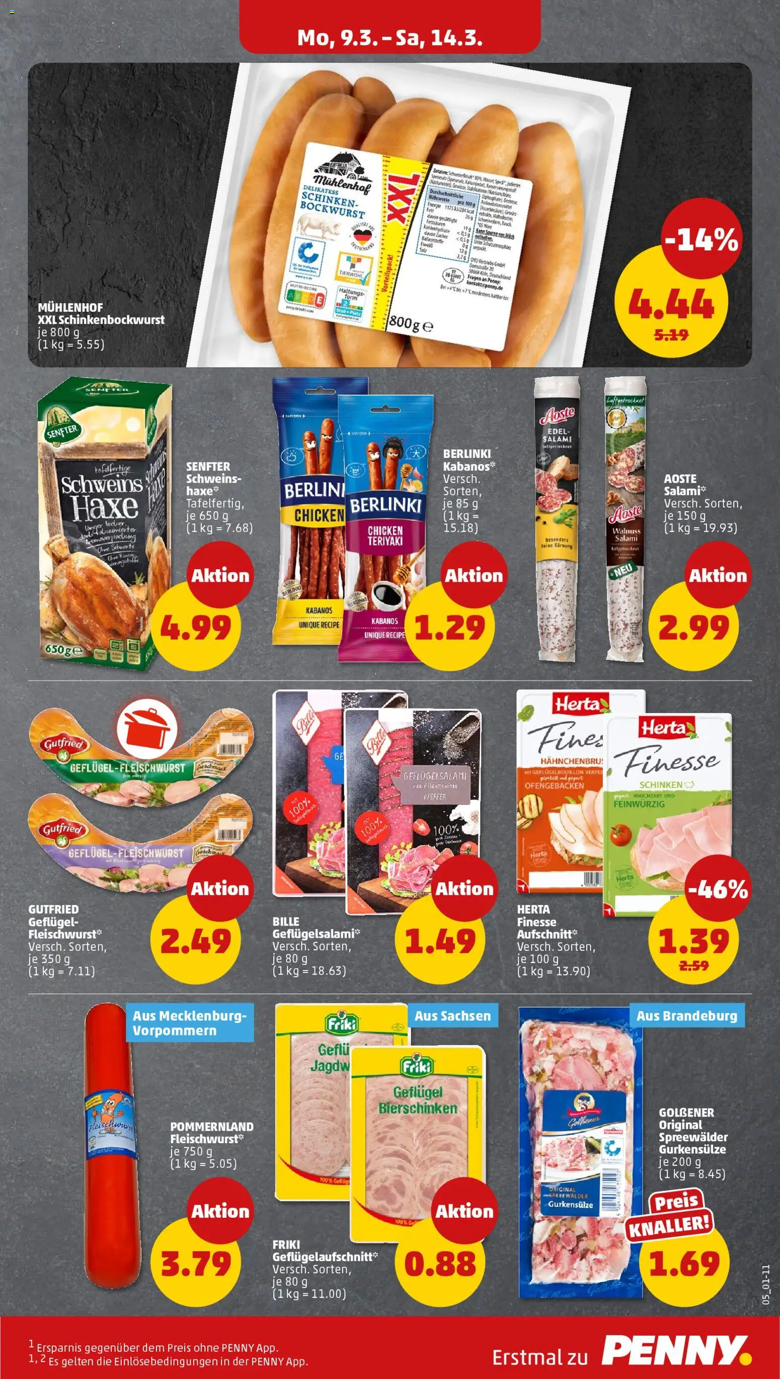 Penny Prospekt 	 – gültig ab 09.03.2026 | Seite: 7 | Produkte: Bockwurst, Zucker, Pfeffer, Schinken