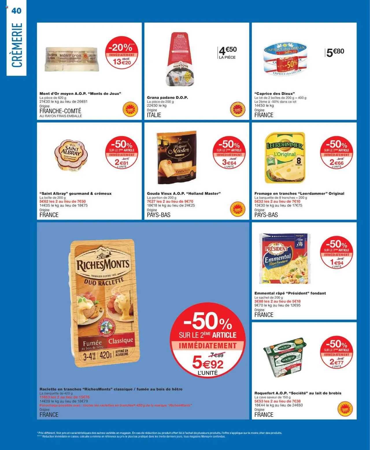 {H1} | Page: 40 | Produits: Raclette, Mont d'or, Fromage, Gouda