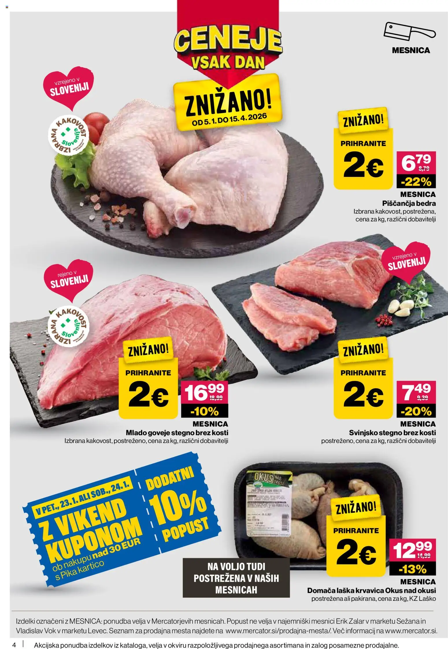 Novi Mercator katalog ponudbe – veljaven od 22.01.2026 | Stran: 4 | Izdelki: Piščančja bedra, Bilderrahmen