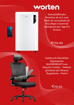 Pré-visualização Worten Promoções válido de 19.03.2026 | Página: 4 | Produtos: Cadeira de escritório, Cadeira, Desumidificador