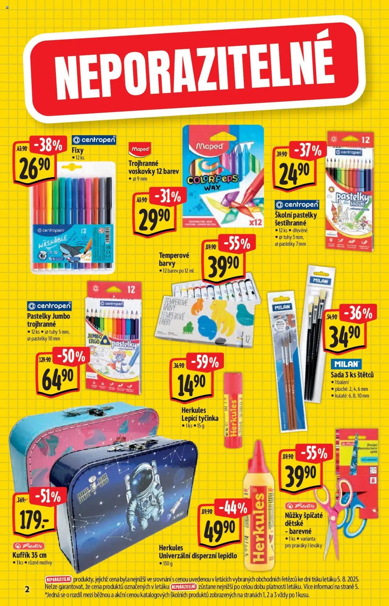 Albert katalog - Hypermarket od 13.08.2025 | Strana: 2 | Produkty: Kufřík, Voskovky, Pastelky, Nůžky